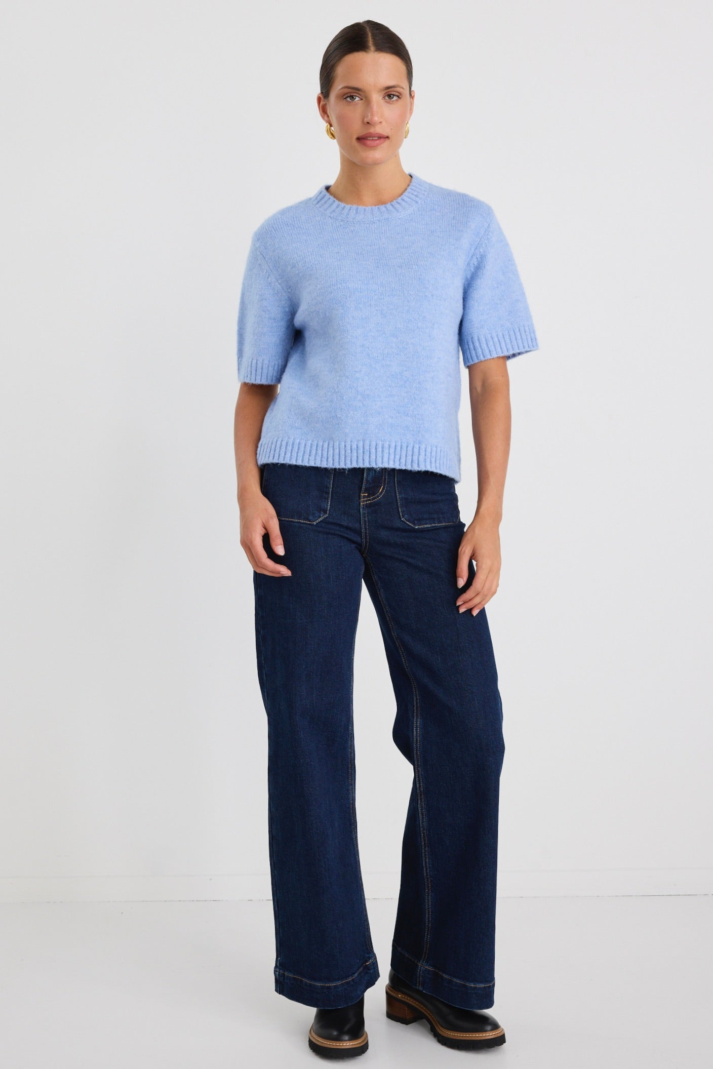 Goddess Ice Blue Soft Knit Tee - Women's Comfortable Casual T-Shirt for Everyday Wear, Date Night & Weekend Outfits