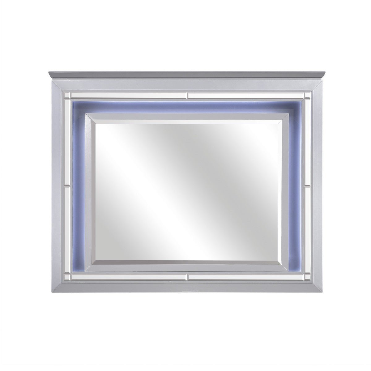 Allura Silver Mirror with LED Light – Modern Vanity Mirror for Makeup, Shaving & Grooming – Dimmable Touch Control, Adjustable Brightness – Perfect for Bedroom, Bathroom & Dressing Room