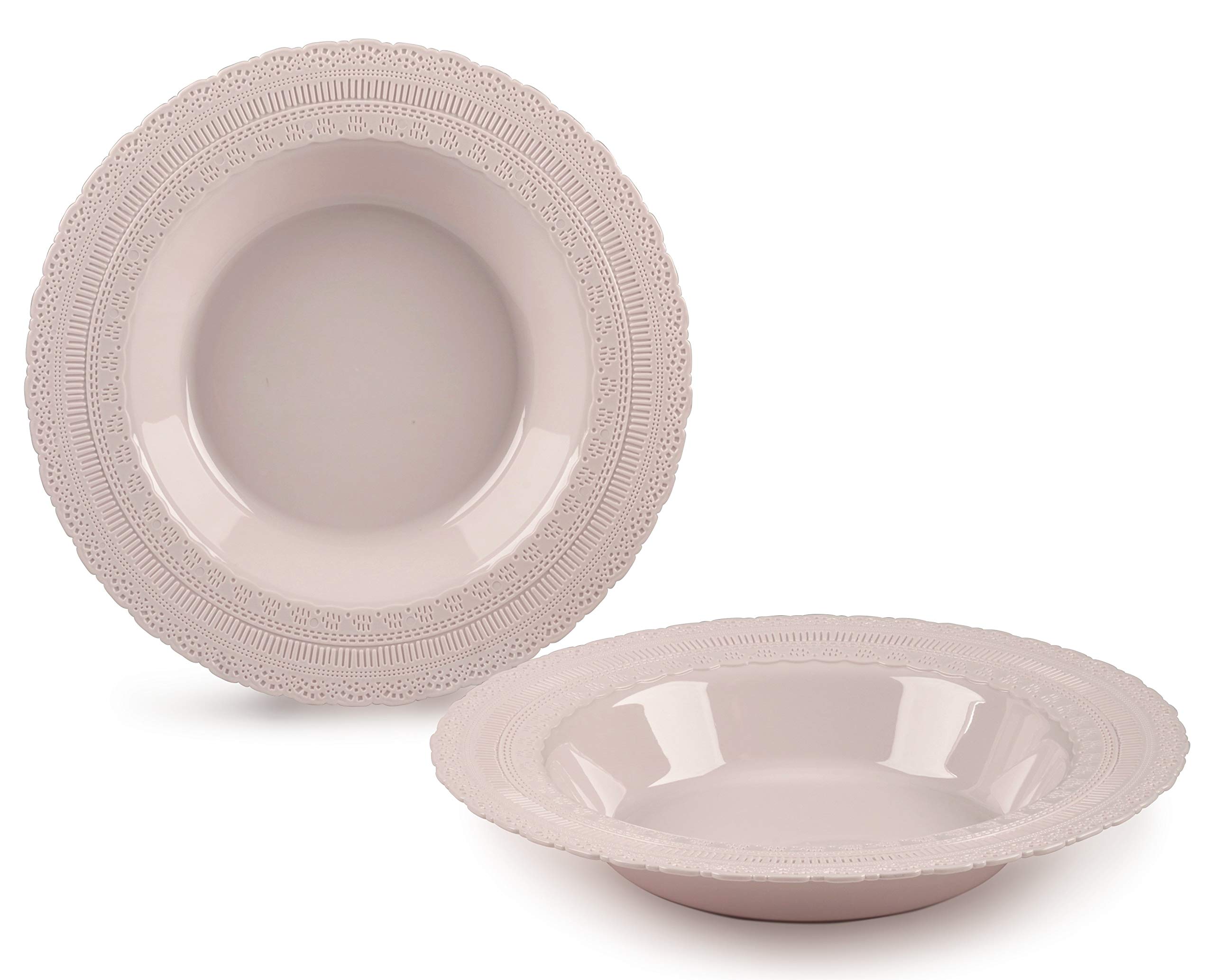 240 Pack Extra Heavyweight Disposable Plastic Bowls - 14 oz Vintage Wedding Party Soup Bowls in Chateau Blush Pink | Perfect for Weddings, Parties, Catering & Outdoor Events