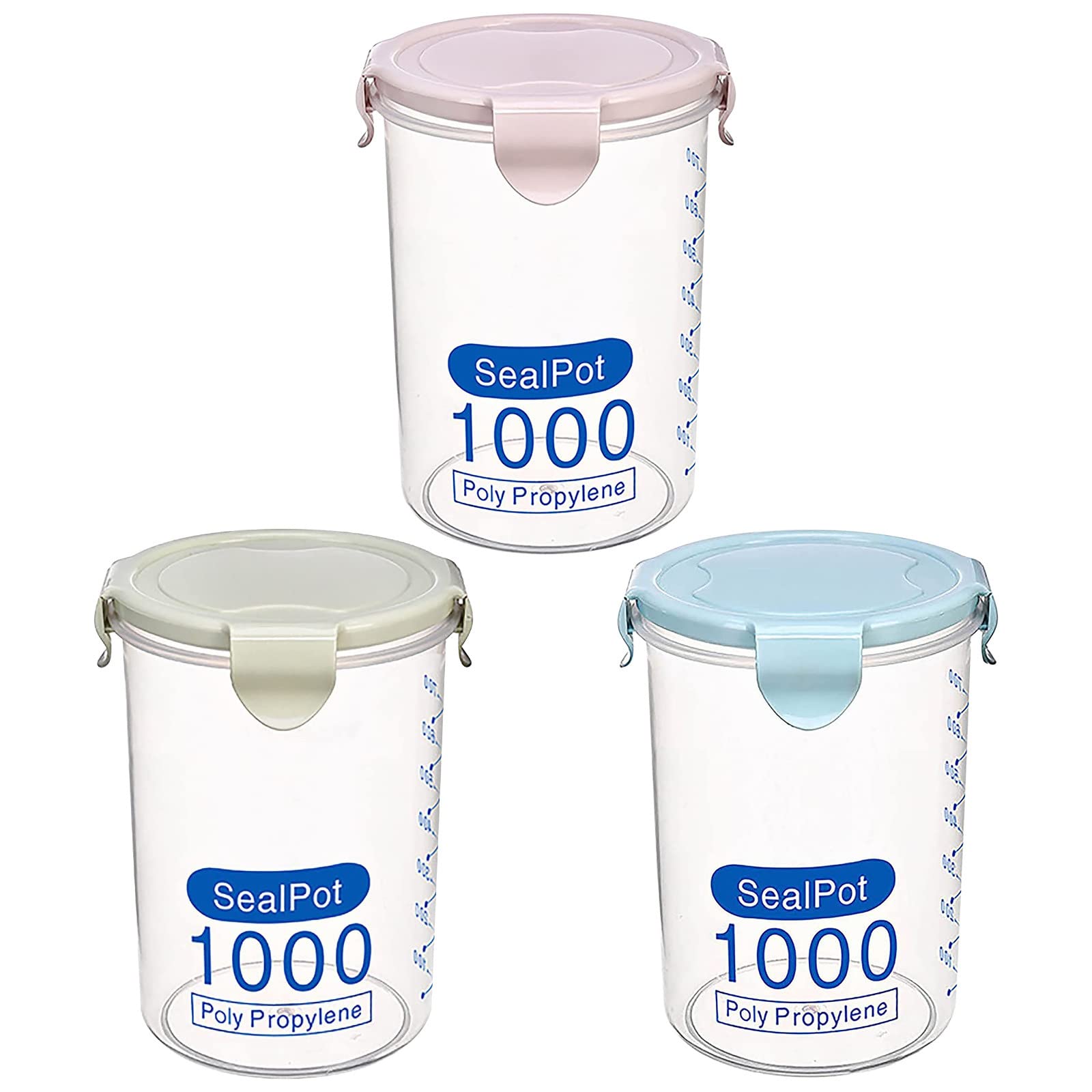 2022 Airtight Food Storage Containers Set - 3 Colors, 1000ml Plastic Kitchen Storage Boxes with Lids for Meal Prep, Leftovers & Dry Food | BPA-Free, Stackable & Leakproof for Pantry, Fridge & Freezer Organization