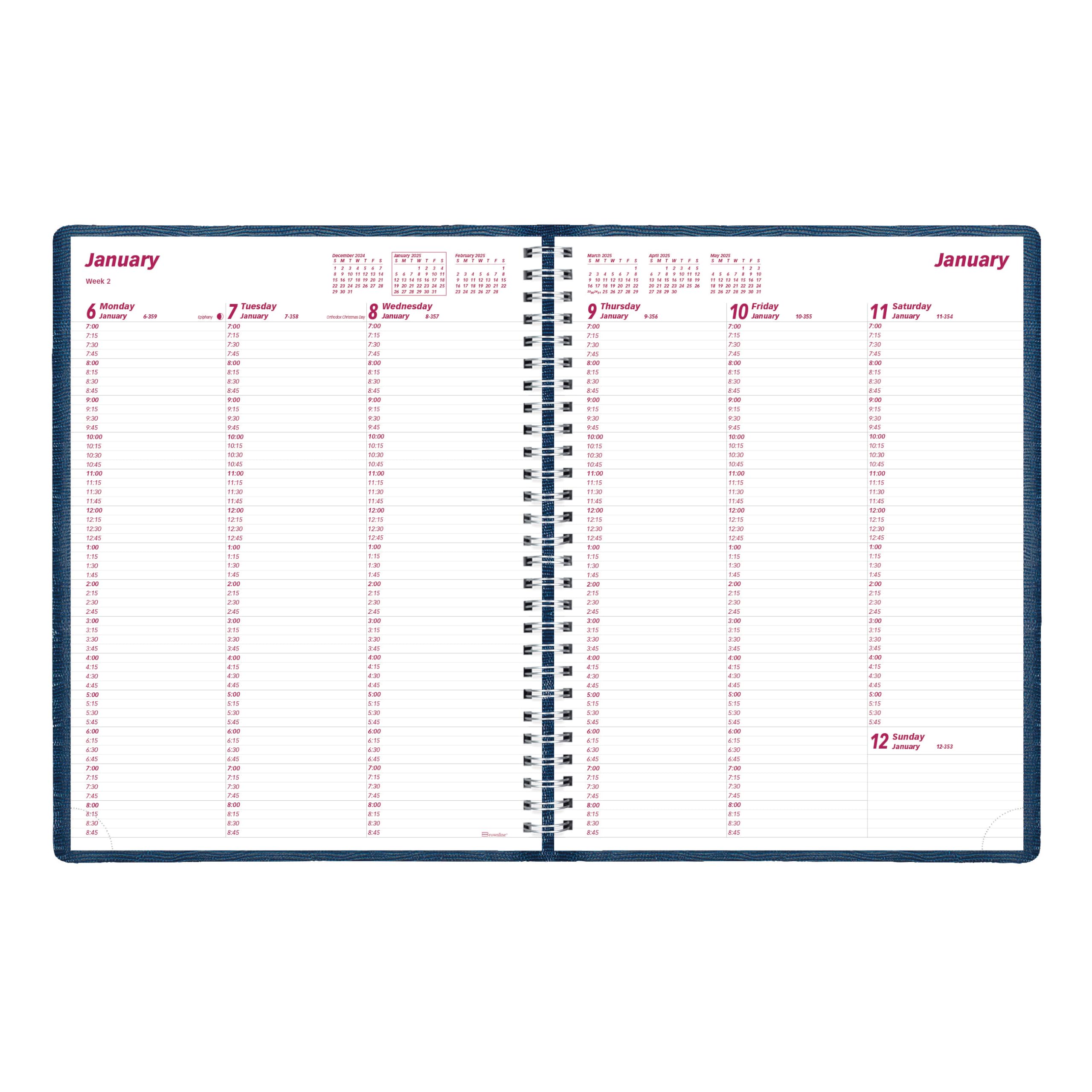 Brownline® 2025 Weekly Planner - 12 Month Appointment Book (January to December) with Twin-Wire Binding, 11