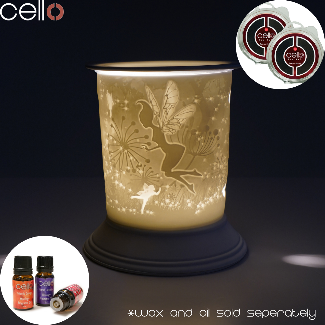 Cello Electric Wax Warmer - Porcelain Straight Design with Fairy Tale Theme for Home Aromatherapy & Relaxation | Perfect for Bedroom, Living Room, and Office Decor
