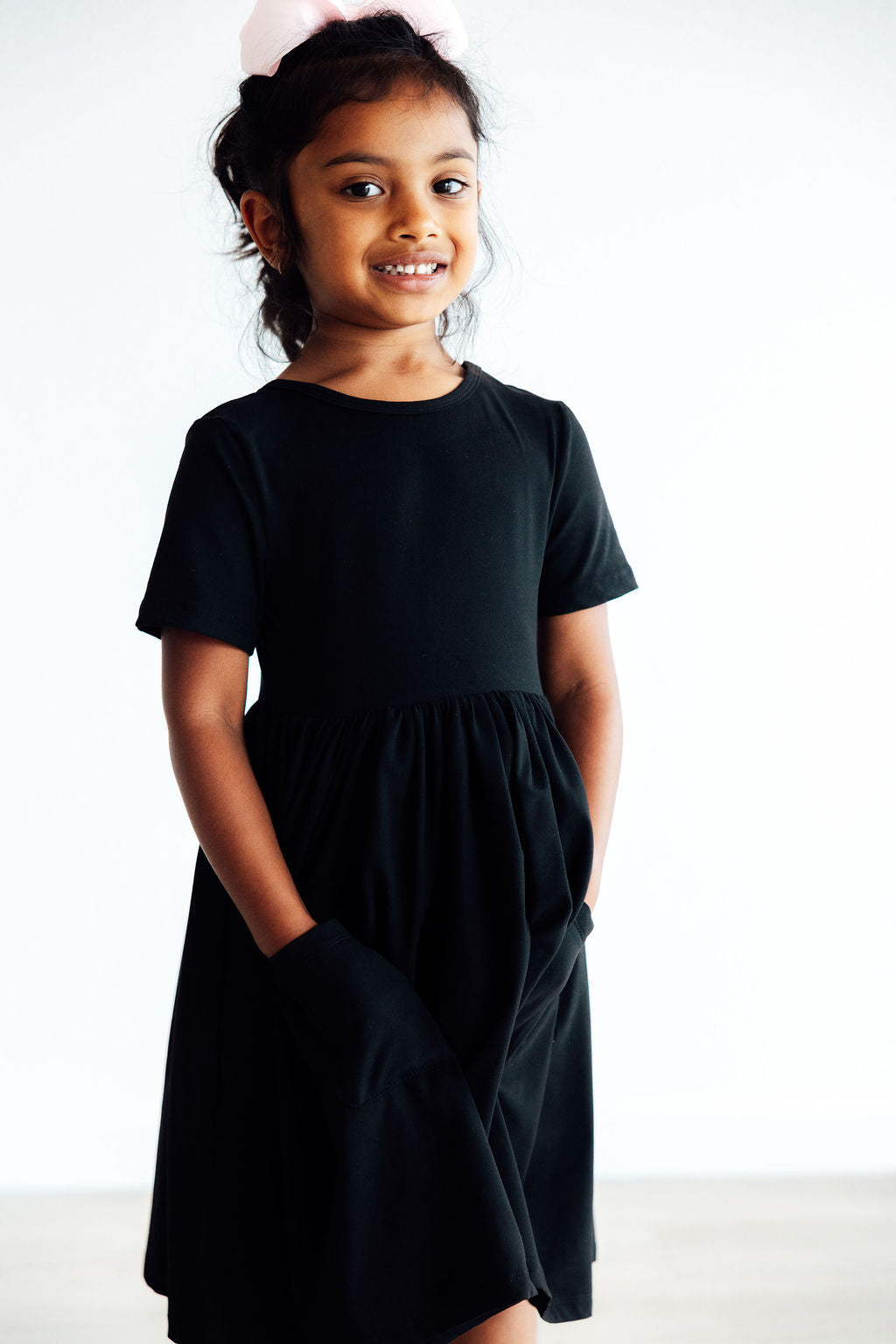 Black Short Sleeve Pocket Twirl Dress for Women - Flowy Summer Casual Dress for Parties, Dates & Vacations