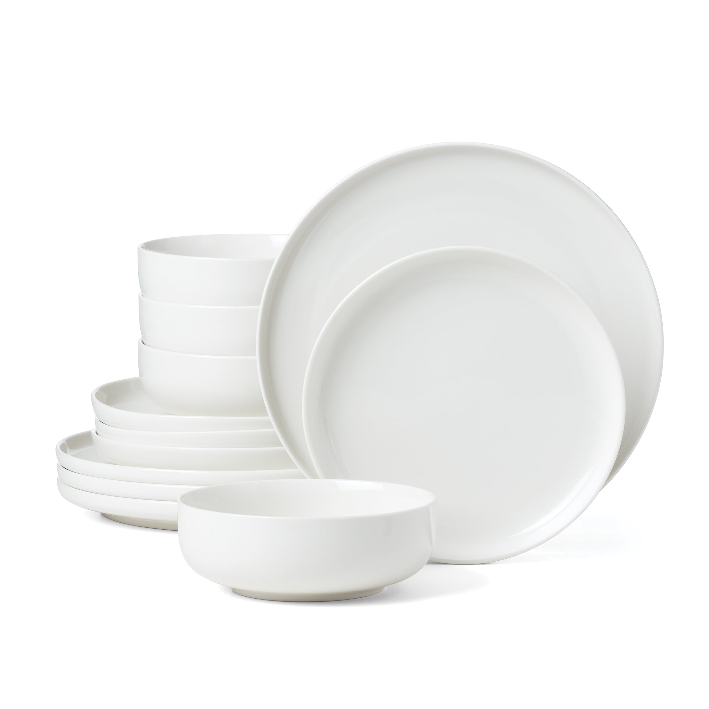 24-Piece White Dinnerware Set for 12 - Elegant Porcelain Plates, Bowls & Mugs - Perfect for Family Dinners, Parties & Restaurant Use