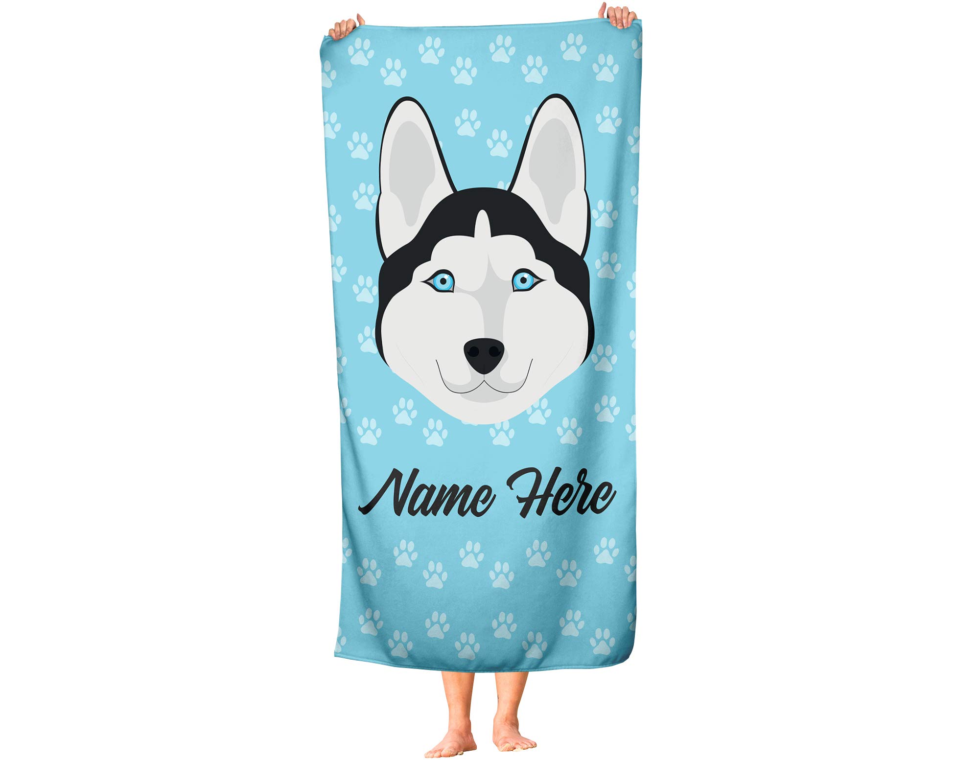 Custom Personalized Siberian Husky Beach Towels & Bath Towels - Large & Medium Sizes for Adults & Kids - Soft Absorbent Travel, Pool, Gym, Spa & Home Use