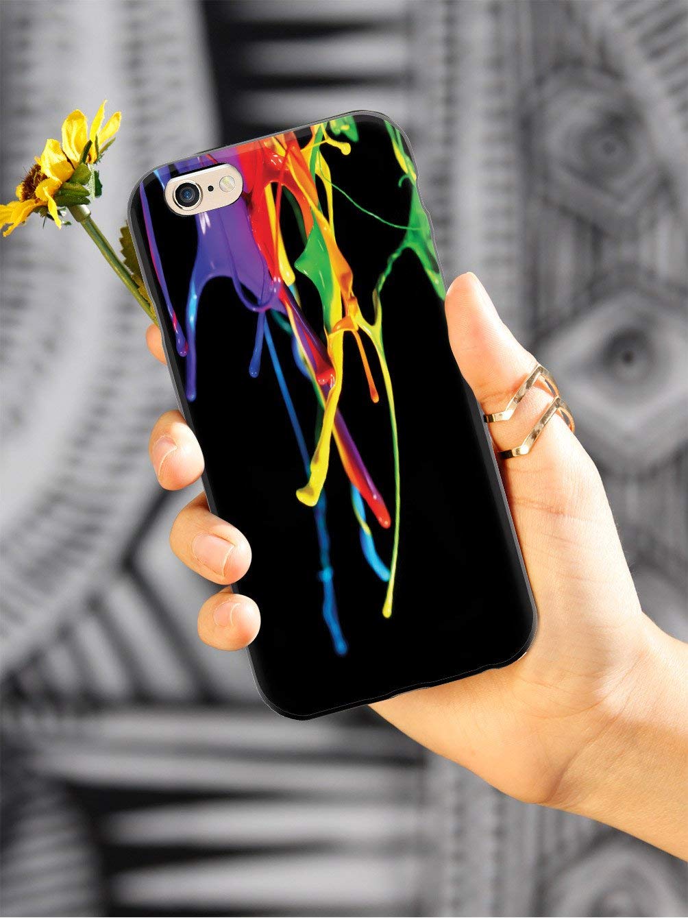 **Inspired Cases - iPhone 8 Case Compatible - 3D Textured Protective Cover for Apple iPhone 8 - Rainbow Paint Drip Design | Perfect for Everyday Use, Travel & Style**