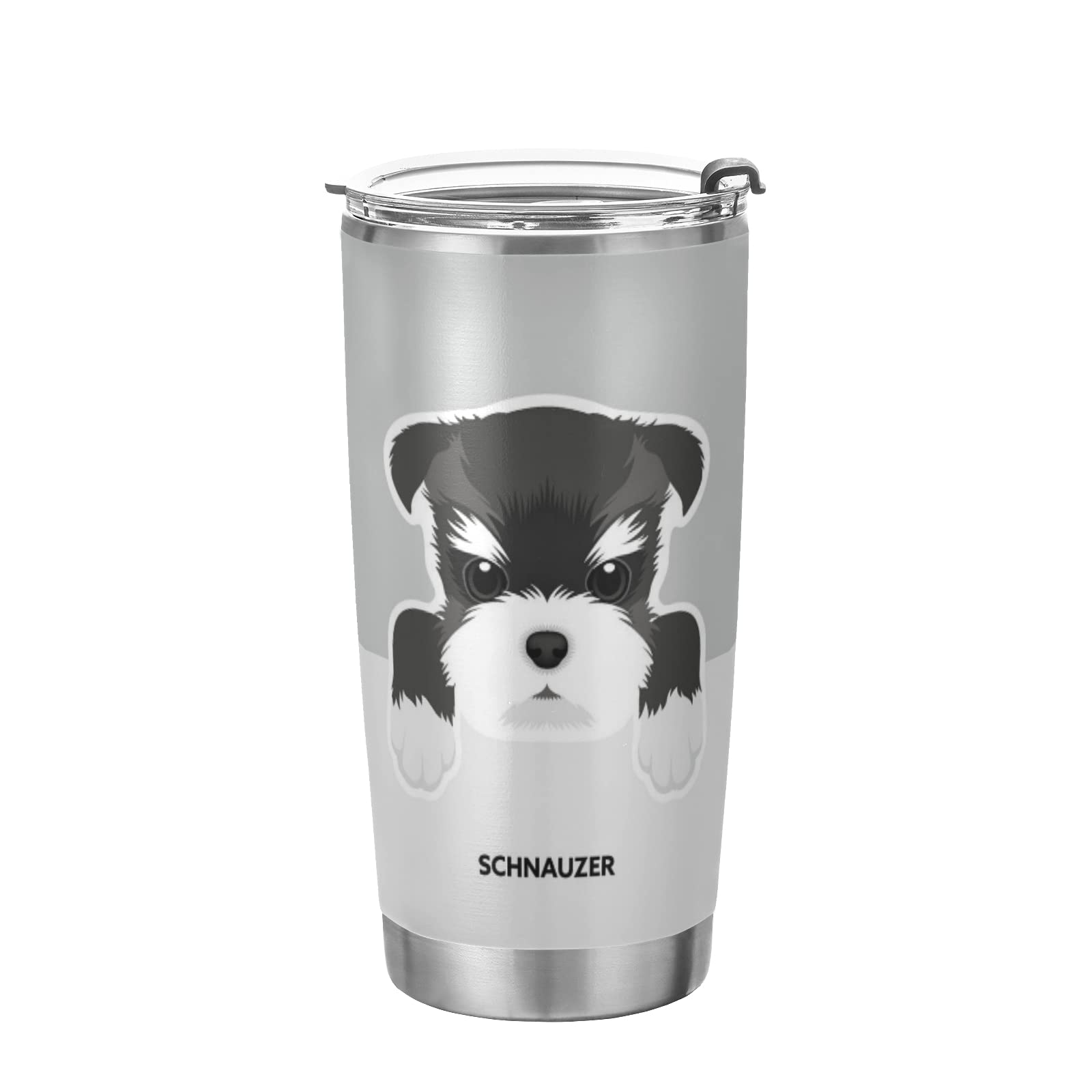 Poeticcity Schnauzer Dog Face Stainless Steel Tumbler with Lid & Straw - 20oz Double Wall Vacuum Insulated Travel Mug - BPA-Free Hot & Cold Thermal Cup for Coffee, Tea, Water - Perfect for Office, Gym, Hiking & Outdoor Activities