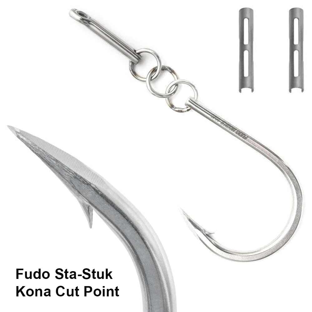 Premium Fudo Hooks Kona Cut Point Fishing Hooks - Sharp Saltwater Hooks for Big Game Fishing, Tuna, Marlin & Offshore Angling