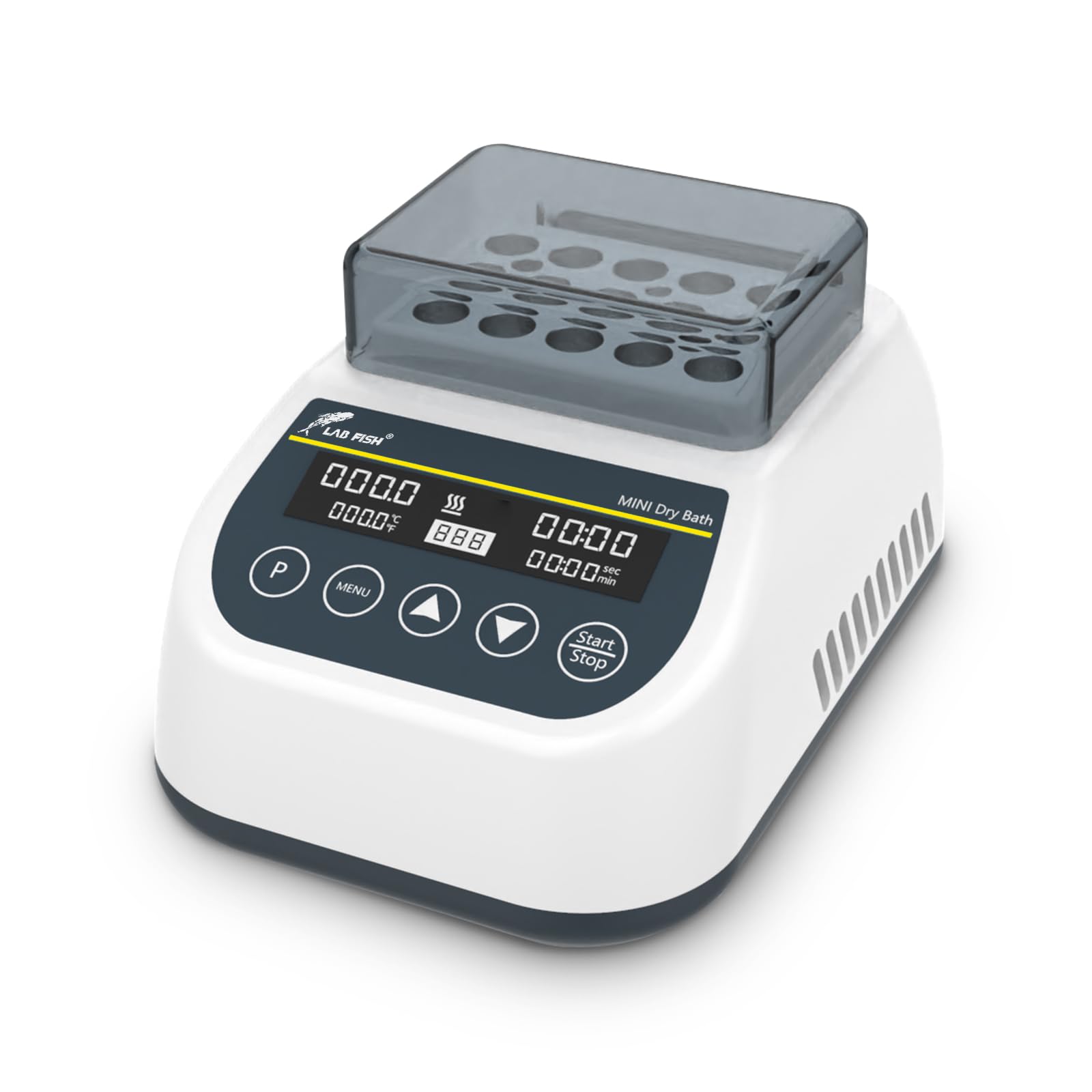 LAB FISH Mini Digital Dry Bath Incubator with Programmable Timer - 1.5ml x 15 Centrifuge Tubes Block | Laboratory Thermostatic Heater for PCR, DNA, RNA Sample Preparation | Ideal for Medical Research, Clinical Diagnostics & Biotechnology Labs