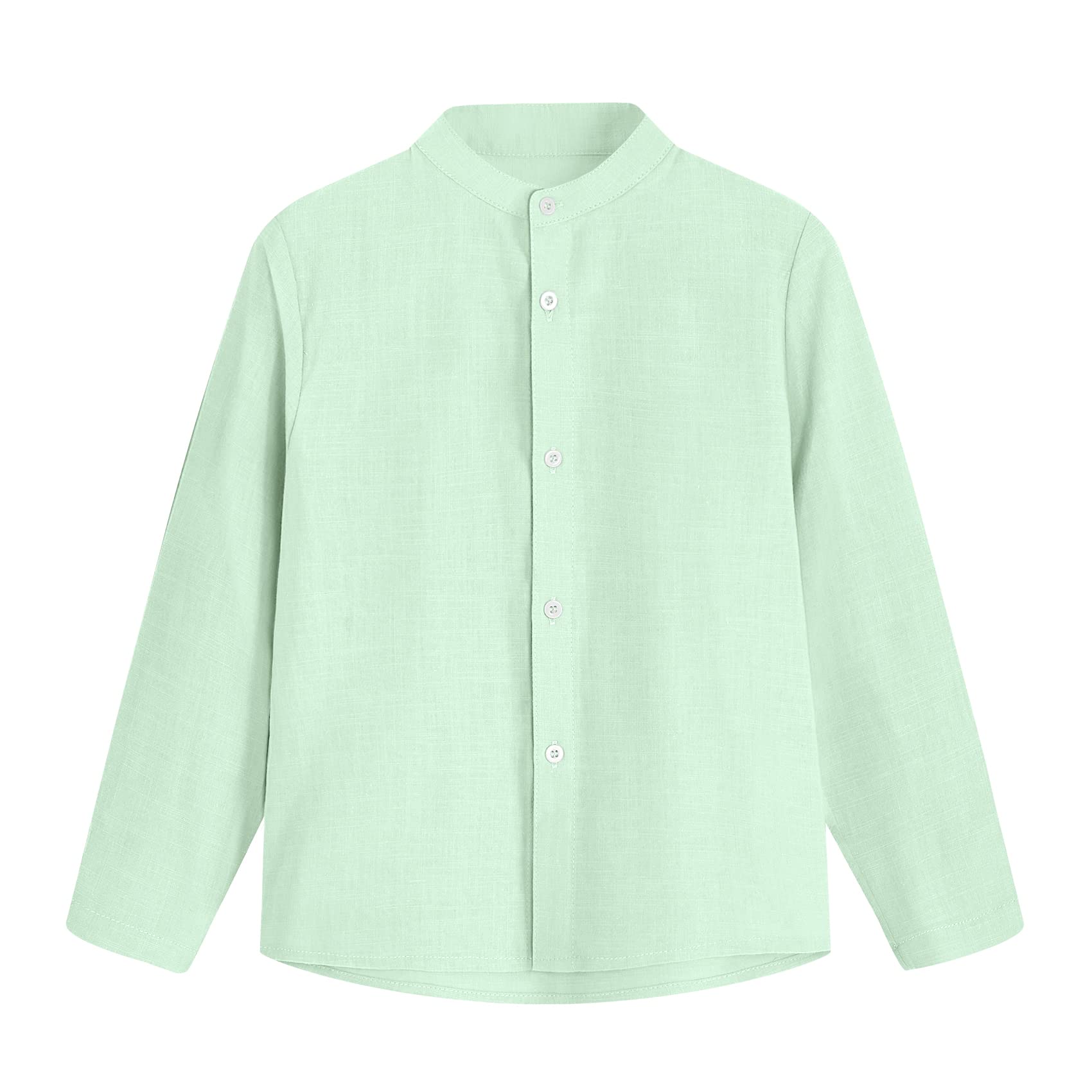 **Boys' Long Sleeve Linen Cotton Button Down Shirt - Soft & Comfortable Toddler T-Shirt for Beach, Casual Wear & Everyday Outfits**