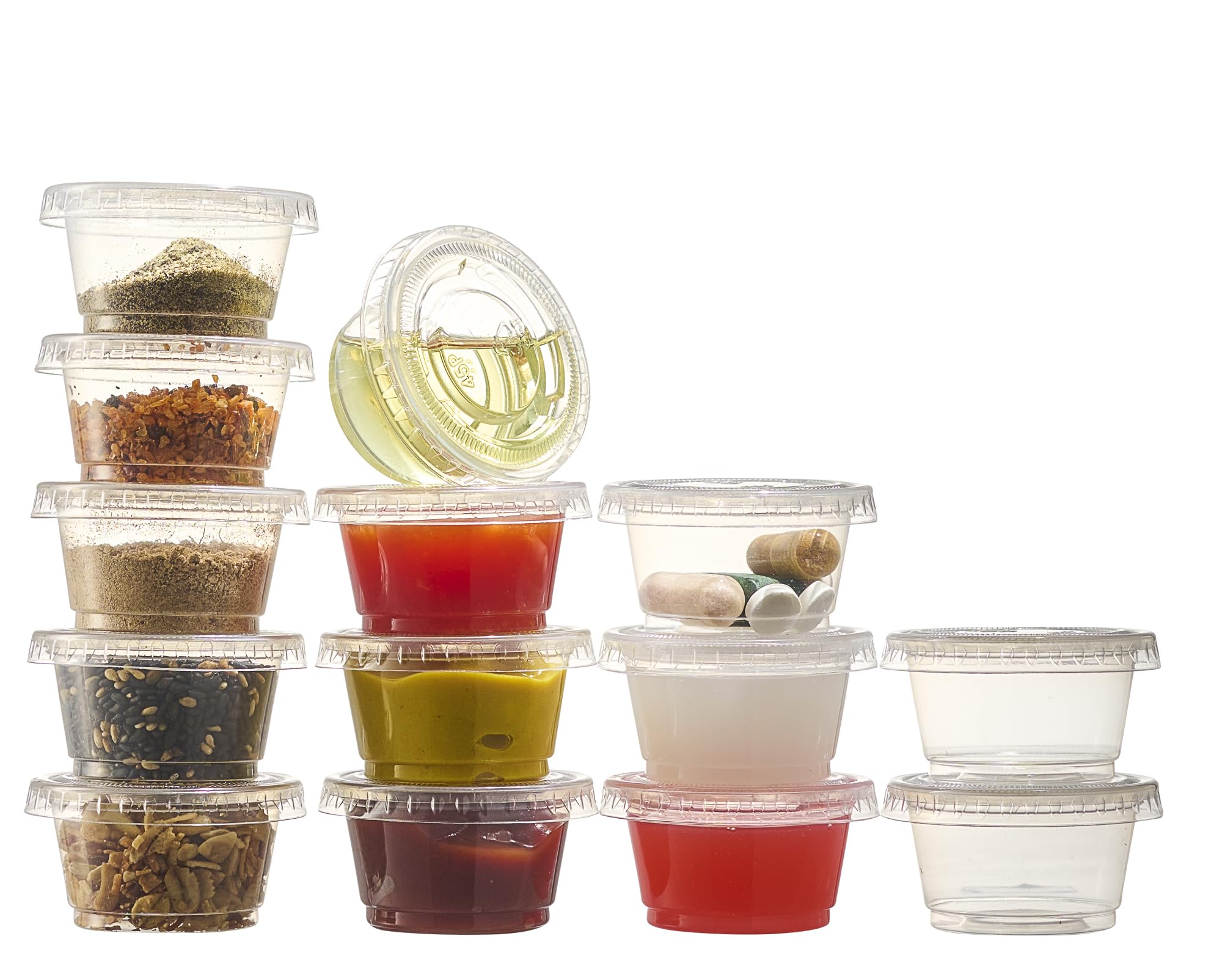 400 Pack 0.75oz (3/4oz) Mini Plastic Dosage Cups with Lids - Perfect for Medicine Samples, Business Samples, Makeup Samples & Pill Packs - Ideal for Travel, Pharmacy, Cosmetic & Laboratory Use