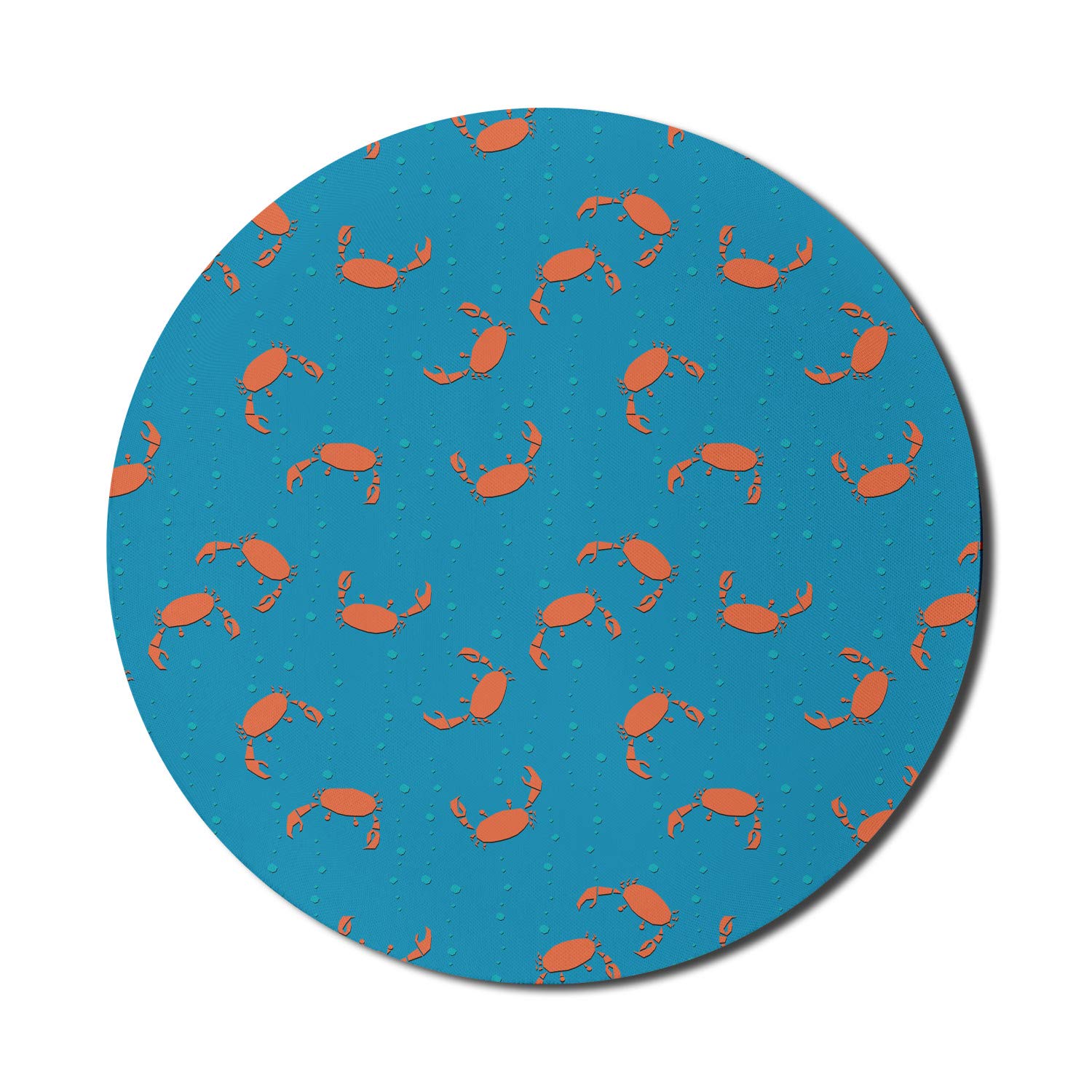 Ambesonne Nautical Ocean Themed Mouse Pad - Non-Slip Round Rubber Gaming Mousepad with Crabs & Bubbles Pattern, 8 Inch, Burnt Sienna & Sky Blue - Perfect for Office, Home & Gaming PC Setup