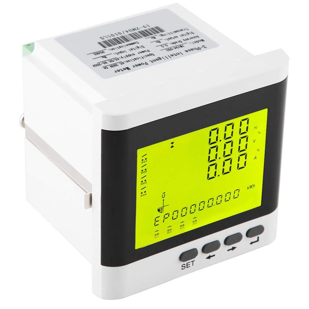 Oumefar High Precision Digital LED 3 Phase Power Meter - Programmable Watt, Volt, Amp Energy Monitor with LCD Display for Industrial & Home Electrical Systems - Perfect for Solar Panels, Generators, and Power Distribution Monitoring