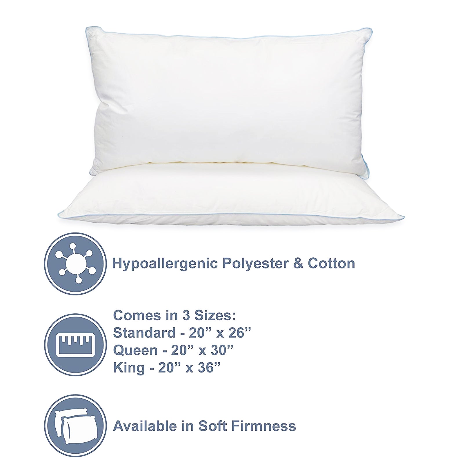 Premium Blue Cord Pillow - Soft Polyester Pillow for Couch, Bed & Sofa | One Size Fits Most | Perfect for Home Decor, Lounging & Guest Rooms