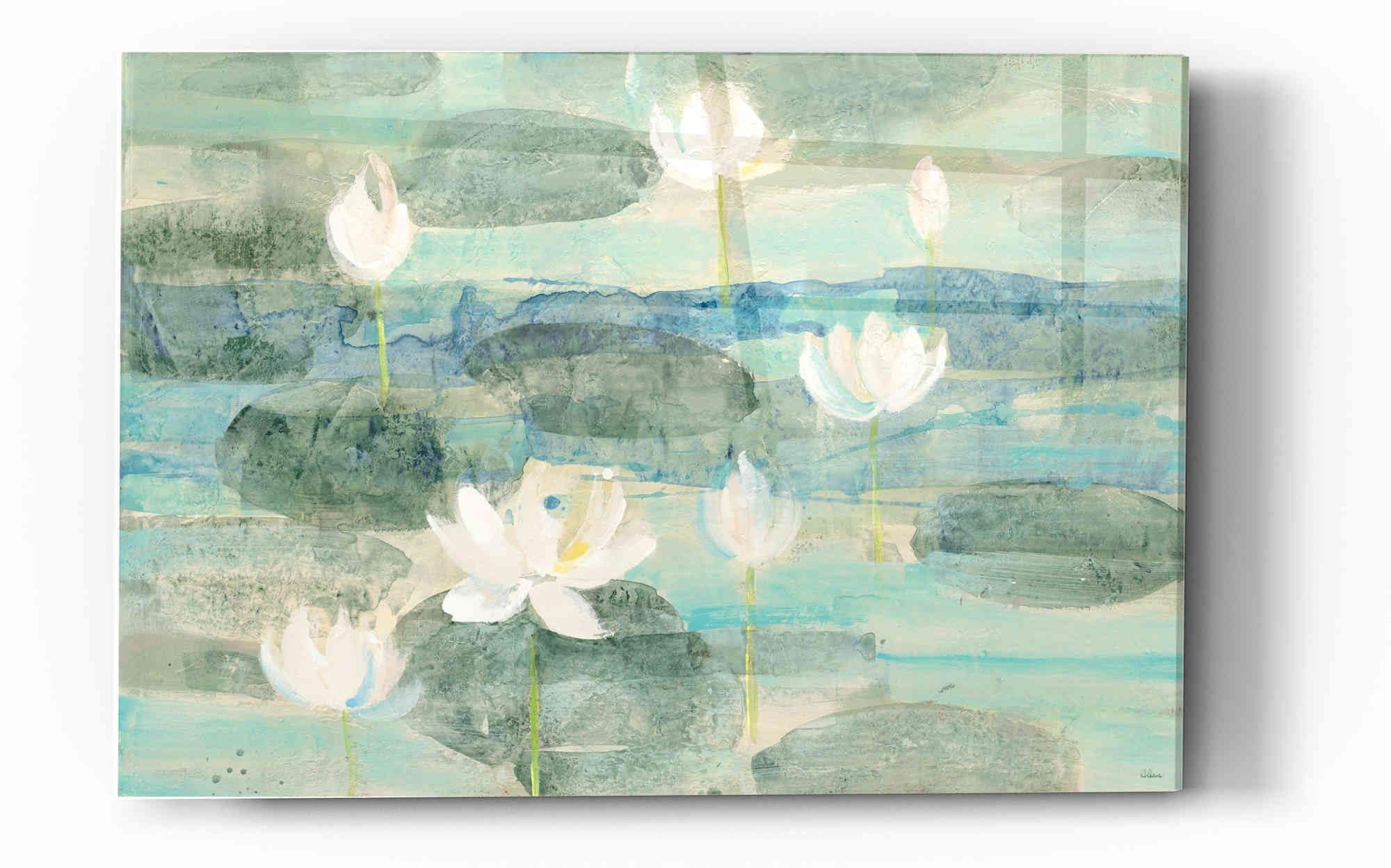 Albena Hristova Water Lilies Bright Acrylic Glass Wall Art - 16x24 Inches Modern Home Decor for Living Room, Bedroom & Office