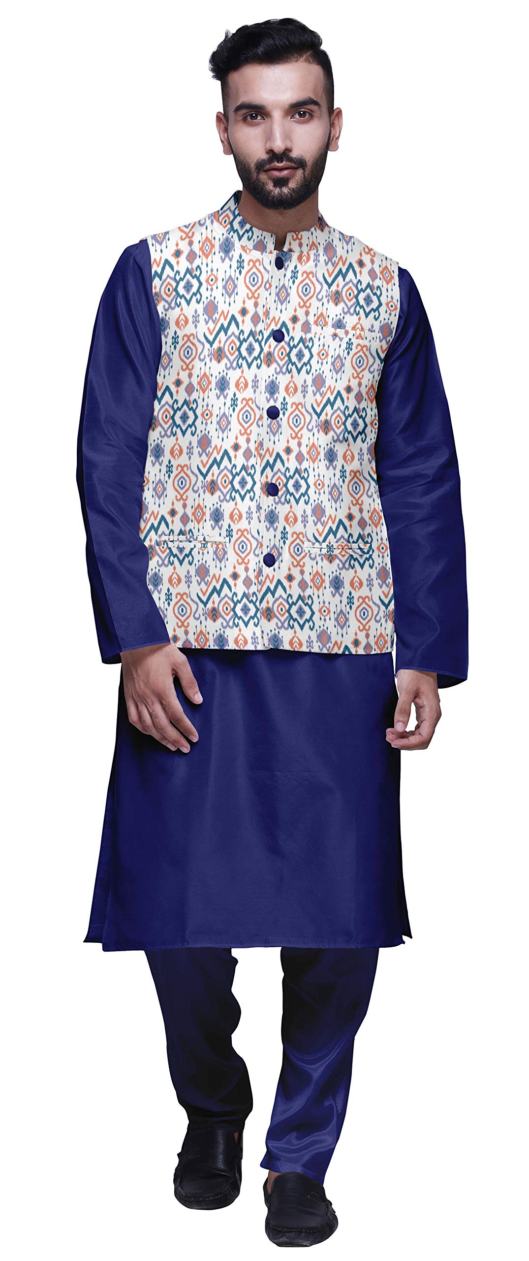 Atasi Traditional Men's Dupion Silk Kurta Pajama Set with Nehru Jacket | Indian Ethnic Wear for Weddings & Festivals | Premium Silk Outfit for Men