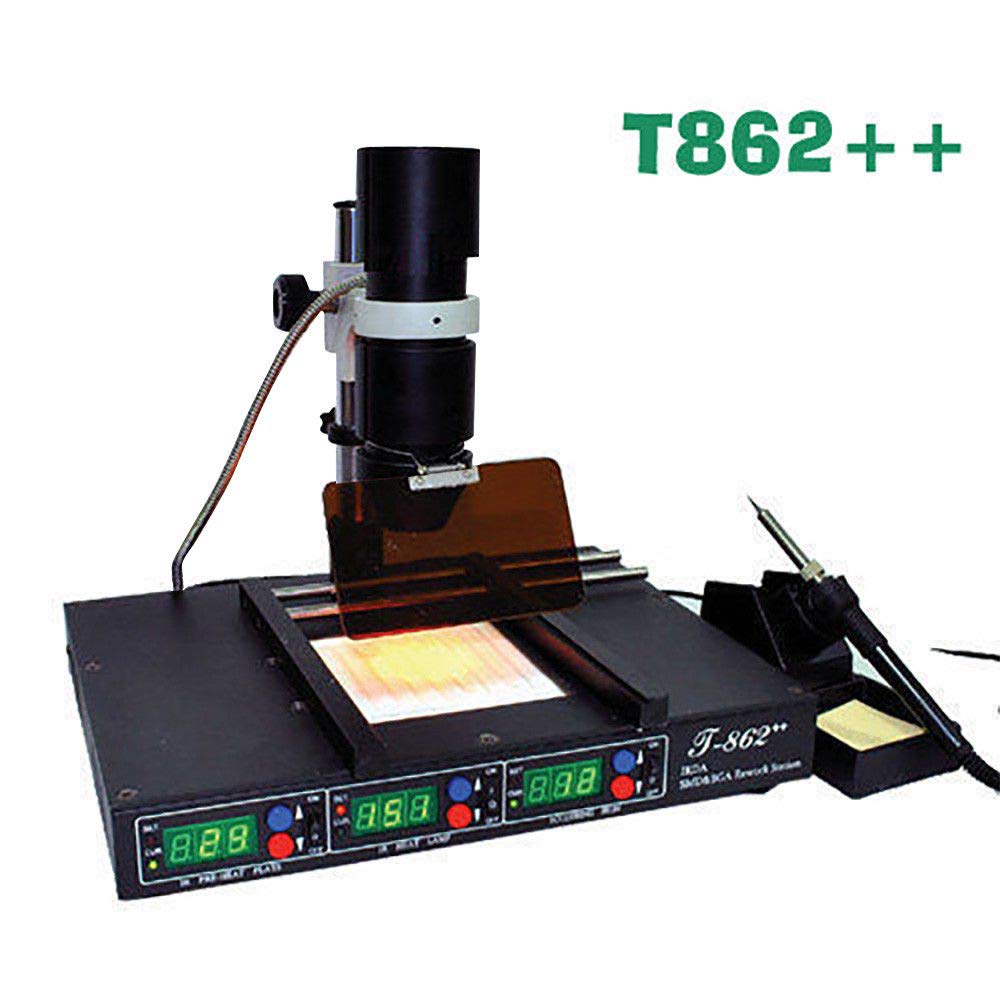 Professional T862++ SMD/BGA Rework Station with Infrared Heating - SMT Soldering & Desoldering Machine for PCB Repair (US Stock) | Ideal for Electronics Repair, DIY Projects & Circuit Board Maintenance