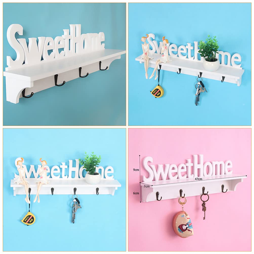 Rustic Wall Mounted Coat Rack with Hooks - White Medium Density Veneer Home Decor for Keys, Hats & Coats | Perfect for Entryway, Mudroom & Farmhouse Style Decor