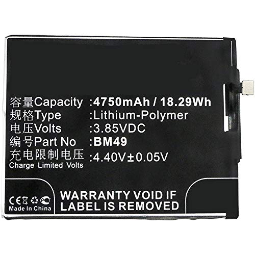 Synergy Digital High Capacity 4750mAh Li-Polymer Battery for Xiaomi BM49 (Model 2016002) - Replacement Battery for Xiaomi Phones | Perfect for Extended Usage, Travel & Emergency Power Backup