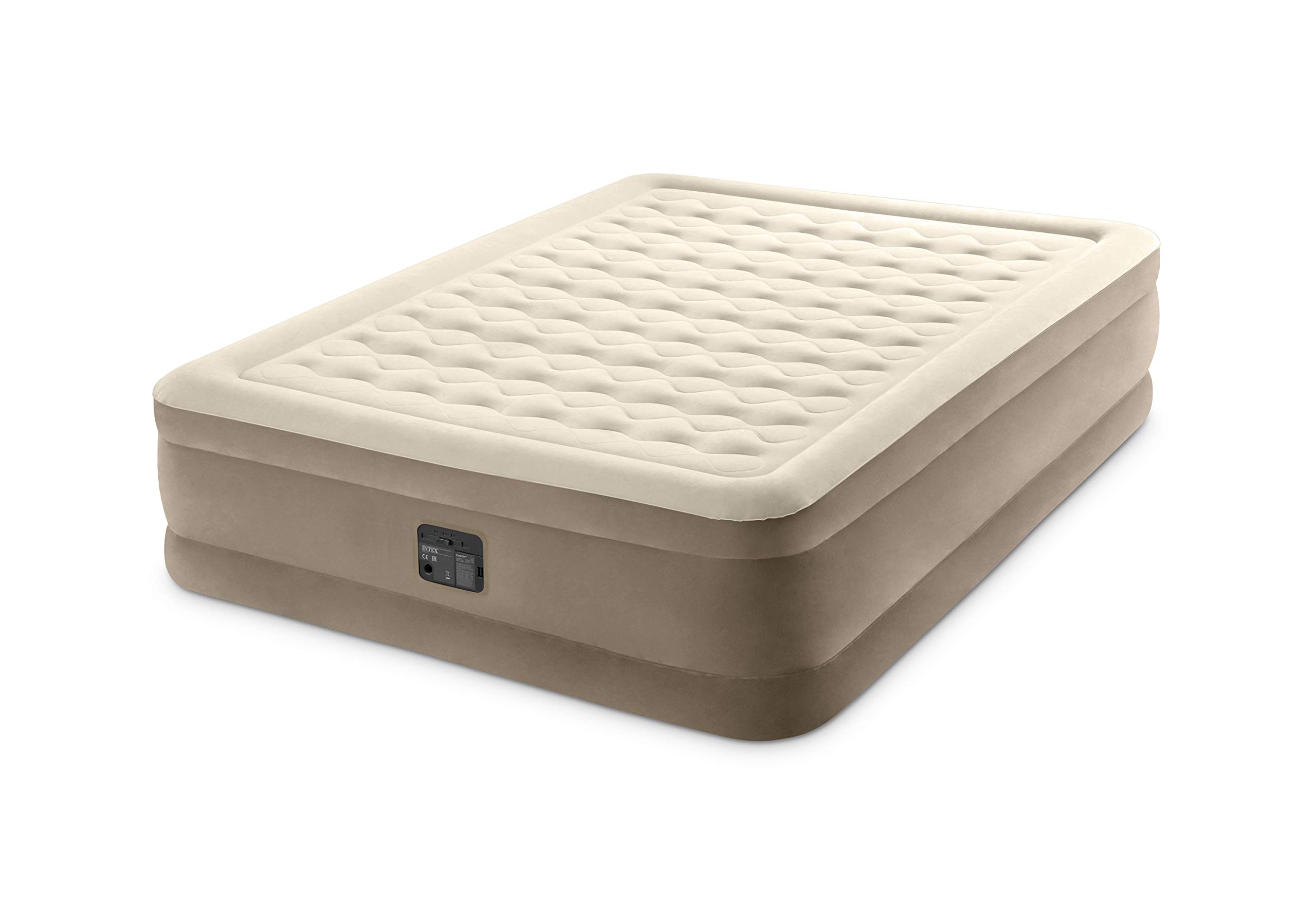 Intex Queen Ultra Plush Airbed with Fiber-Tech BIP - Premium Inflatable Mattress for Camping, Guest Bed & Home Use - Comfortable & Durable Air Bed with Built-in Pump