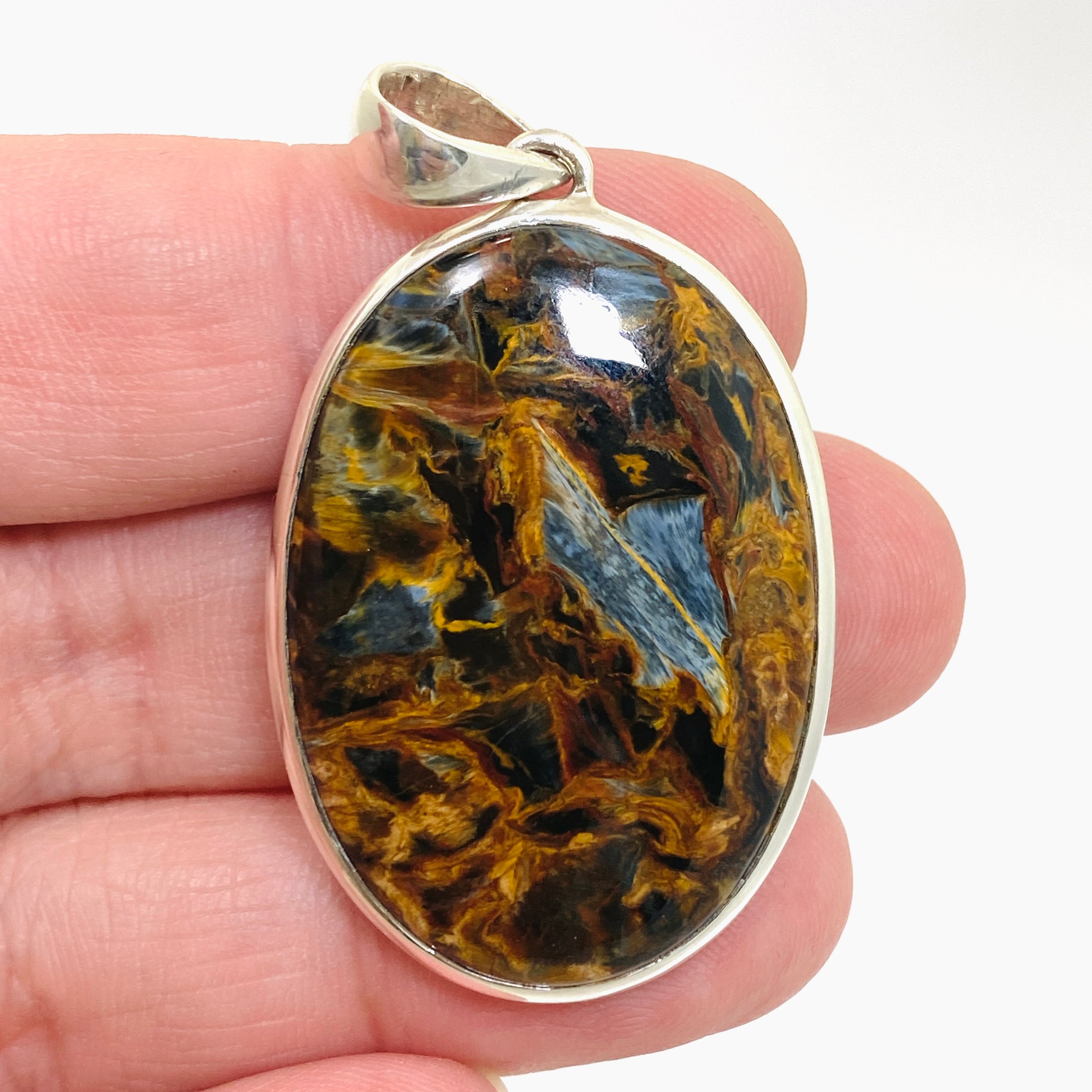 Natural Pietersite Oval Cabochon Pendant - Premium Gemstone Jewelry for Women - Elegant Necklace for Everyday Wear & Special Occasions