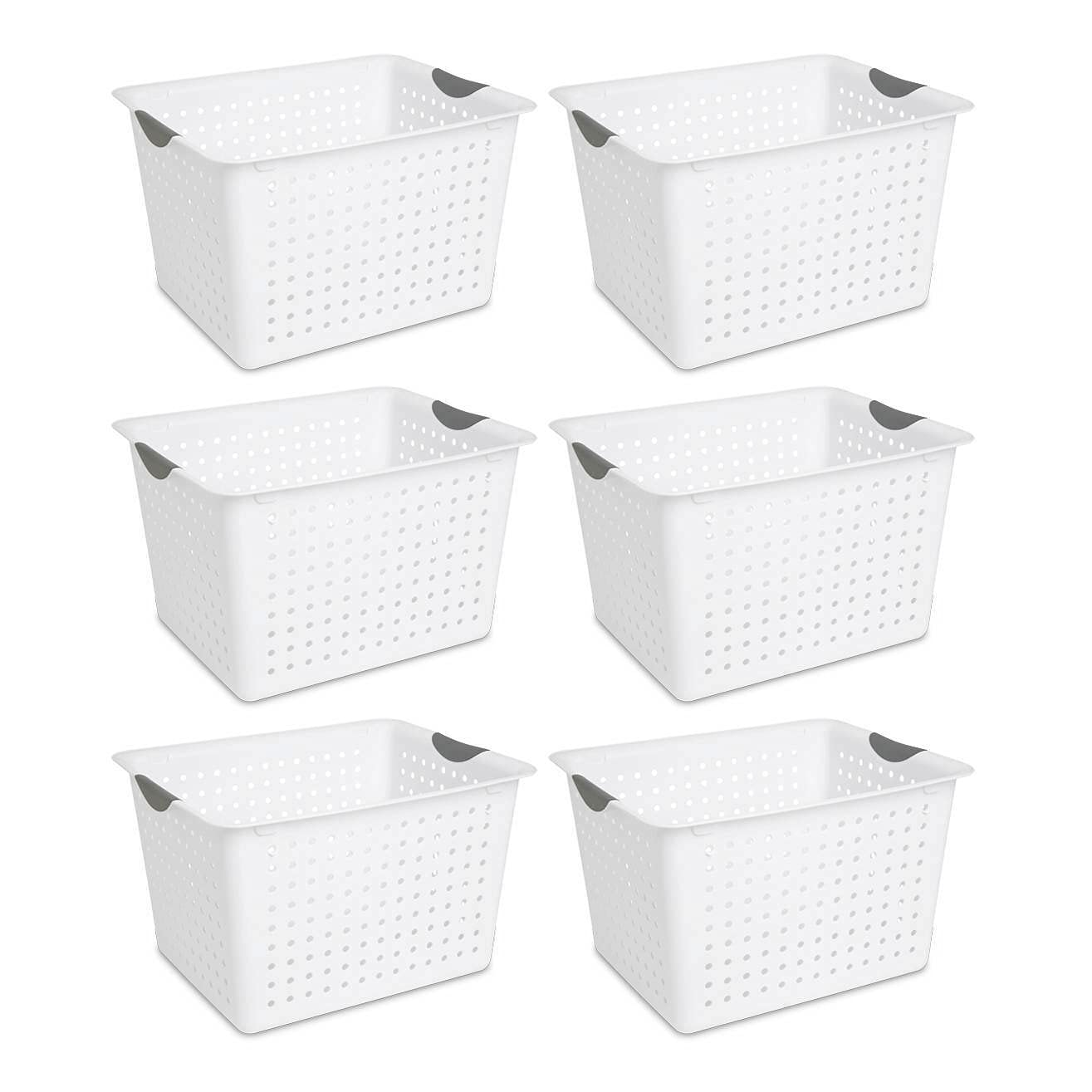 LiveCreative Plastic Storage Baskets (6-Pack) for Home & Office