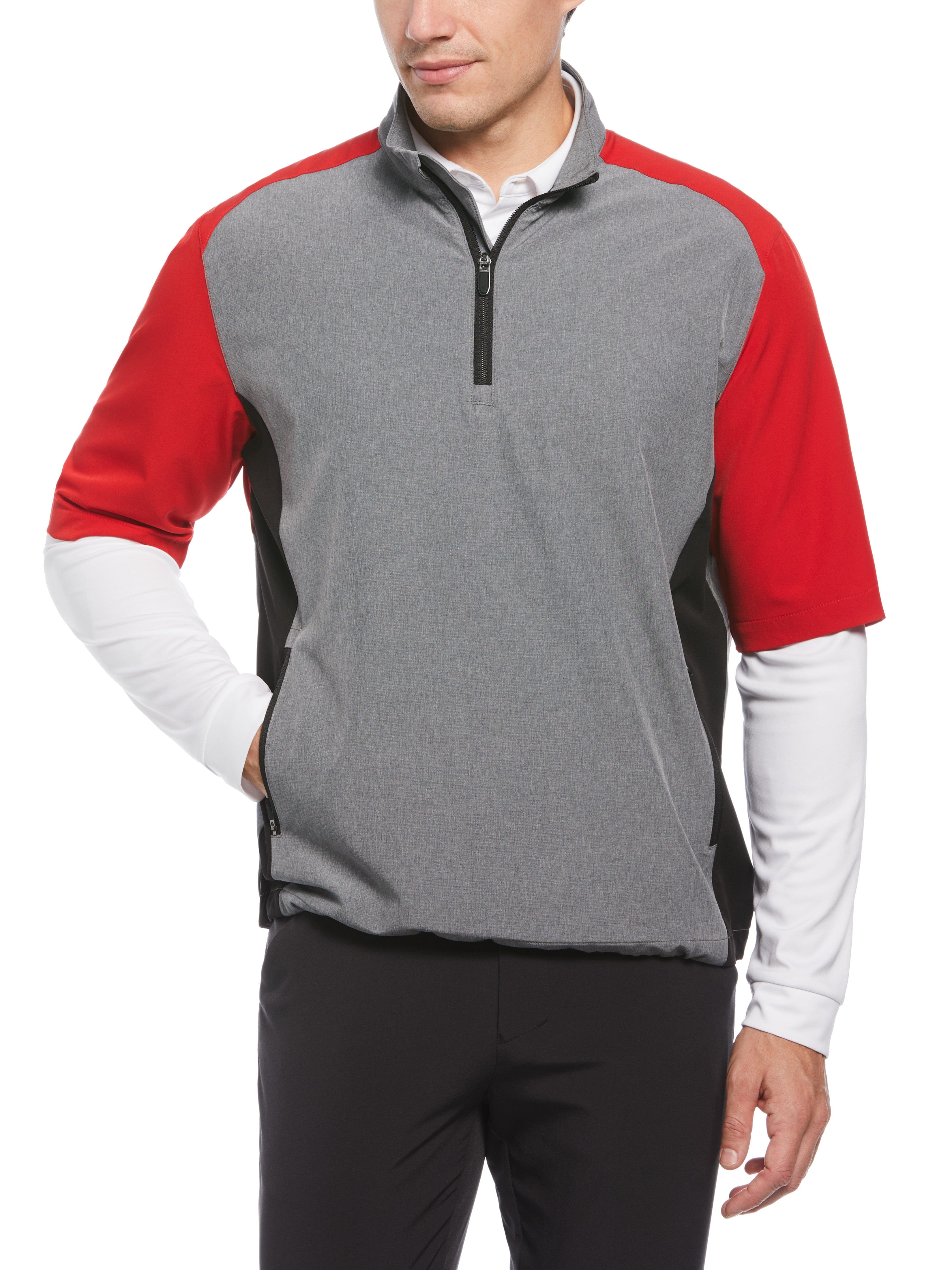 Men's Heather Blocked Half Zip Golf Pullover - Lightweight & Breathable Performance Shirt for Golfing, Running & Outdoor Activities