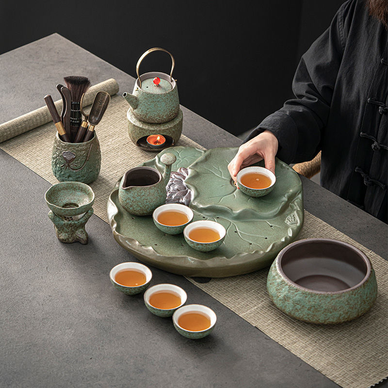 Premium Japanese Tea Set with Bamboo Leaf Tray - Authentic Matcha Ceremony Kit for Home & Office Use | Traditional Zen Gift for Tea Lovers