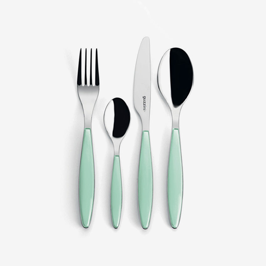 Guzzini Feeling 24-Piece Stainless Steel Cutlery Set - Knife Fork Spoon Set for Dining, Kitchen & Entertaining - Elegant Flatware for Restaurants, Weddings & Home Use