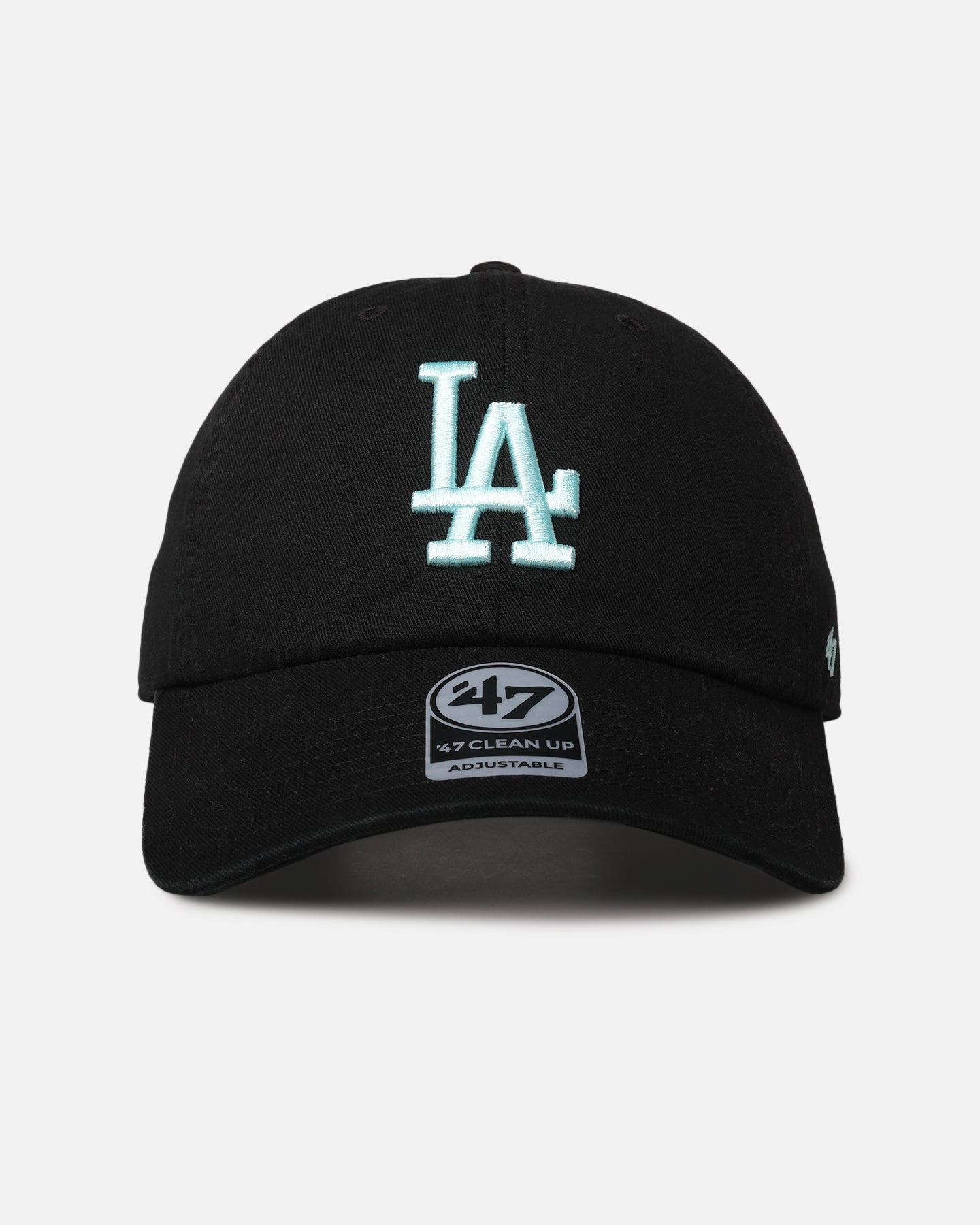 47 Brand Los Angeles Dodgers 47 Clean Up Strapback Adjustable Hat - Black/Turquoise - Perfect for Baseball Games, Casual Wear & Sports Fans