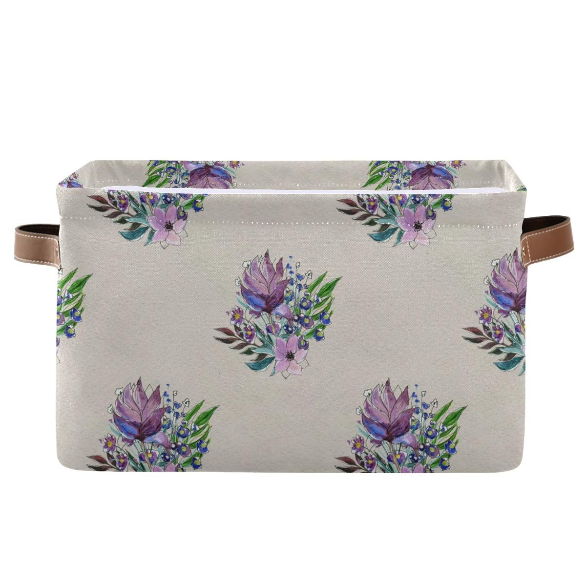 Floral Storage Baskets 2-Pack - Square Canvas Organizers for Closet & Office