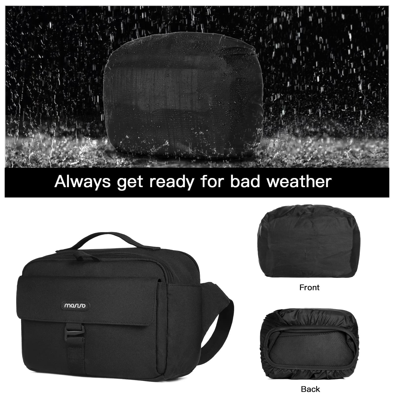 MOSISO Waterproof DSLR Camera Backpack - Hardshell Protective Case for Canon, Nikon, Sony Mirrorless/SLR Cameras with Removable Insert | Travel Photography Bag, Crossbody Shoulder Messenger Bag for Outdoor Shooting & Daily Use