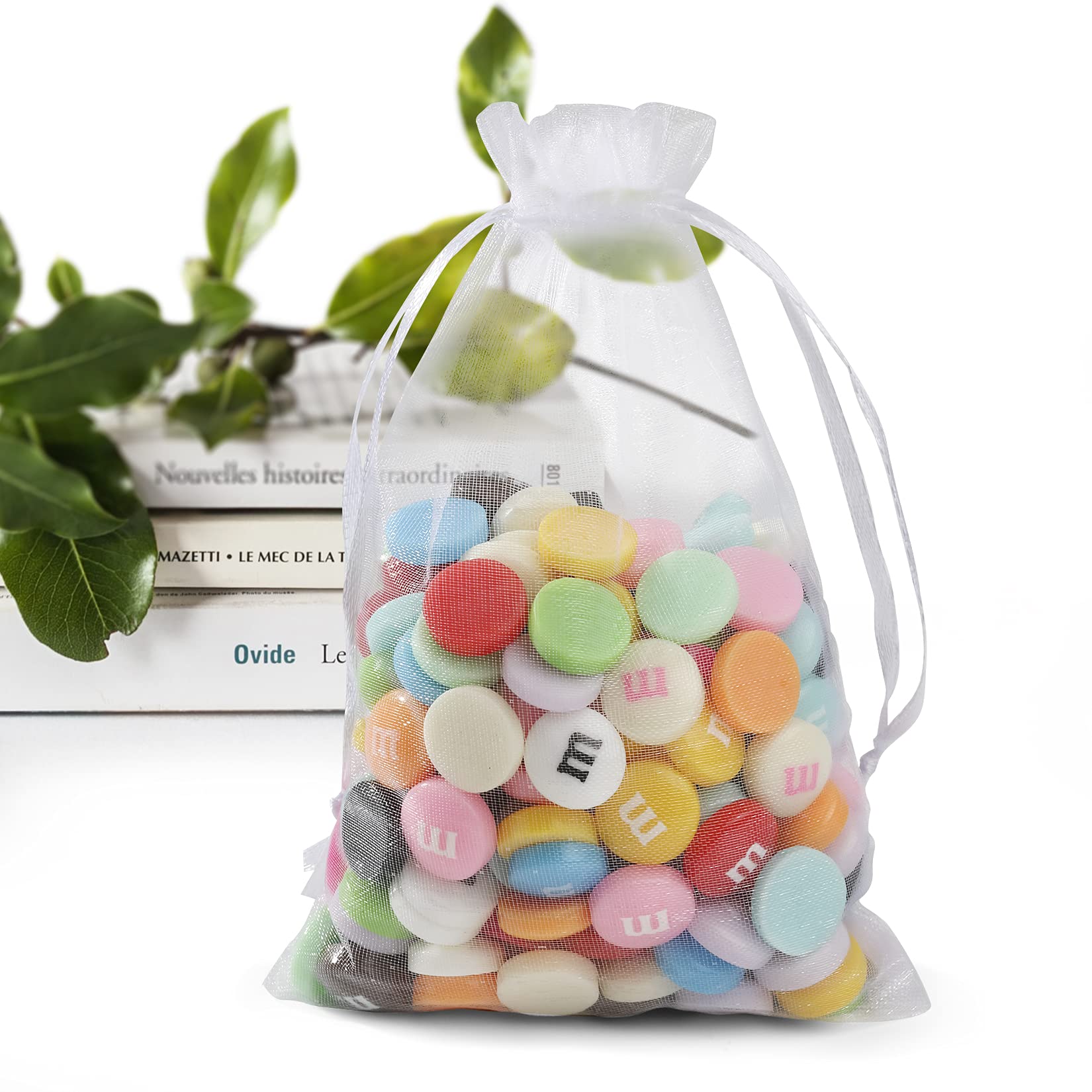 50 Pack 4x6 Inch White Organza Gift Bags with Drawstring - Sheer Mesh Favor Bags for Wedding, Party, Christmas Favors & Jewelry Packaging - Perfect for Bridal Showers, Baby Showers & Holiday Gifts