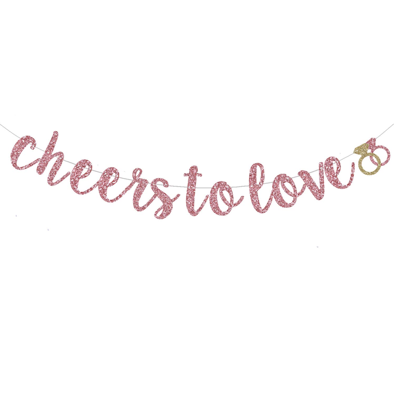 Rose Gold Glitter Love Banner for Wedding & Bridal Shower Decor - Party Photo Backdrop