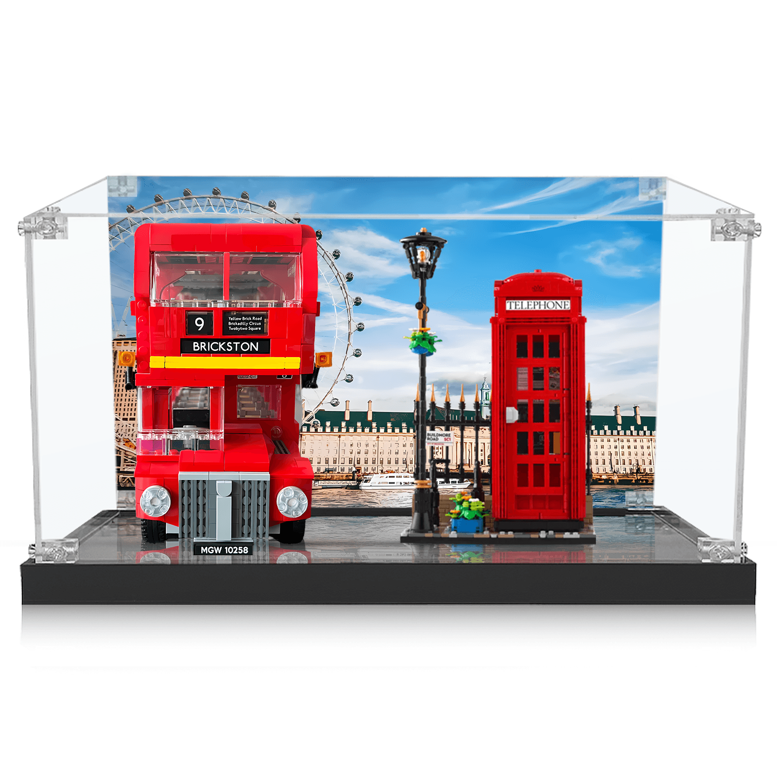 LEGO London Bus 10258 & Red Telephone Box 21347 Display Case - Premium Acrylic Showcase for Collectible LEGO Sets | Perfect for Home Decor, Office Display & Gift Giving