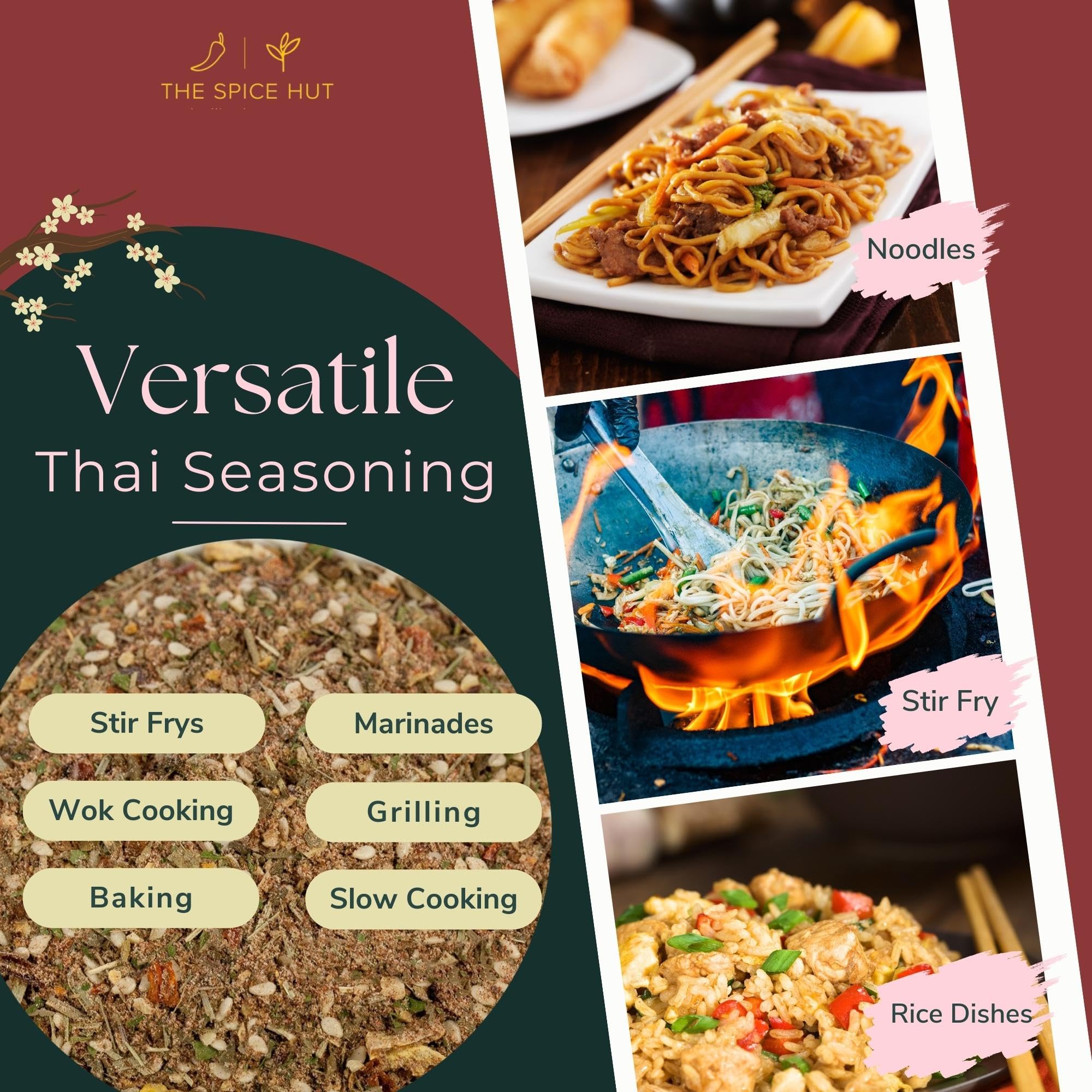 Organic Thai Seasoning - Authentic Savory & Spicy Blend for Thai Cuisine, 16oz | Perfect for Stir-Fries, Curries, Soups & Marinades | The Spice Hut