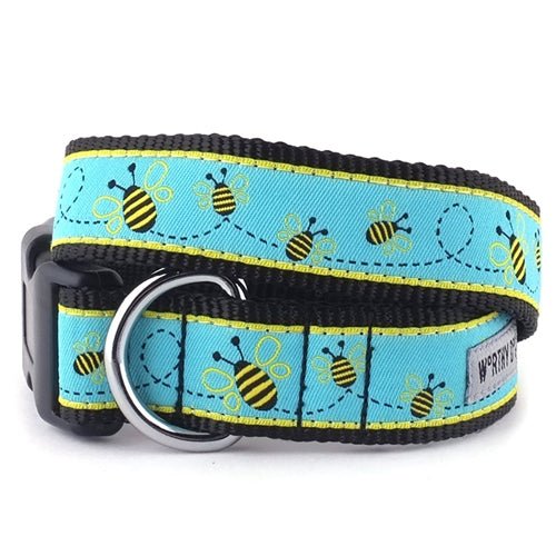 Busy Bee Dog Collar and Leash Set - Durable Nylon Pet Collar with Matching Leash for Small Medium Large Dogs - Perfect for Walking Training and Outdoor Adventures