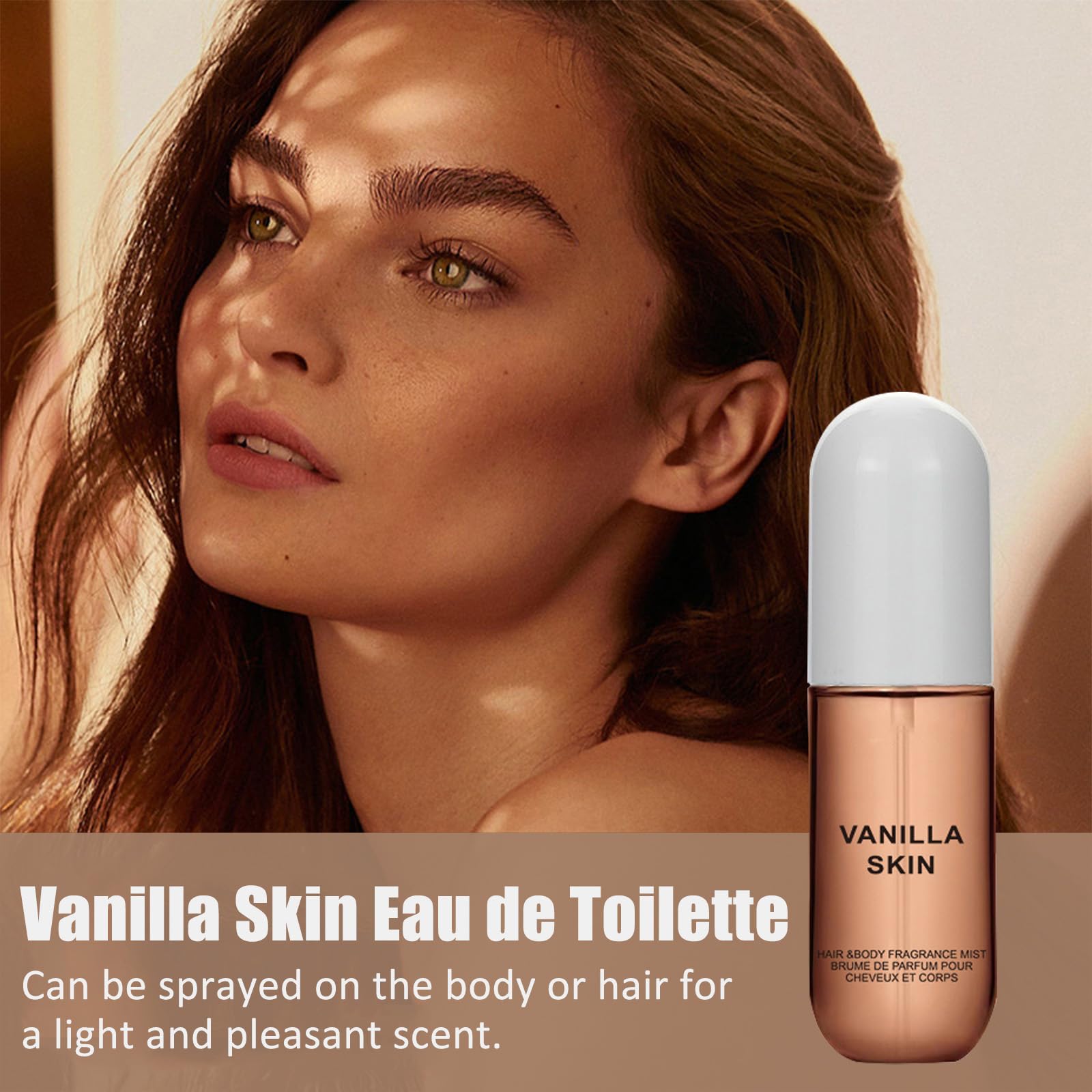 Vanilla Skin Perfume for Women - 50ml/1.7 Fl Oz Long Lasting Body & Hair Fragrance Mist - Travel Size Perfume Spray - Perfect for Daily Wear, Date Nights & Special Occasions