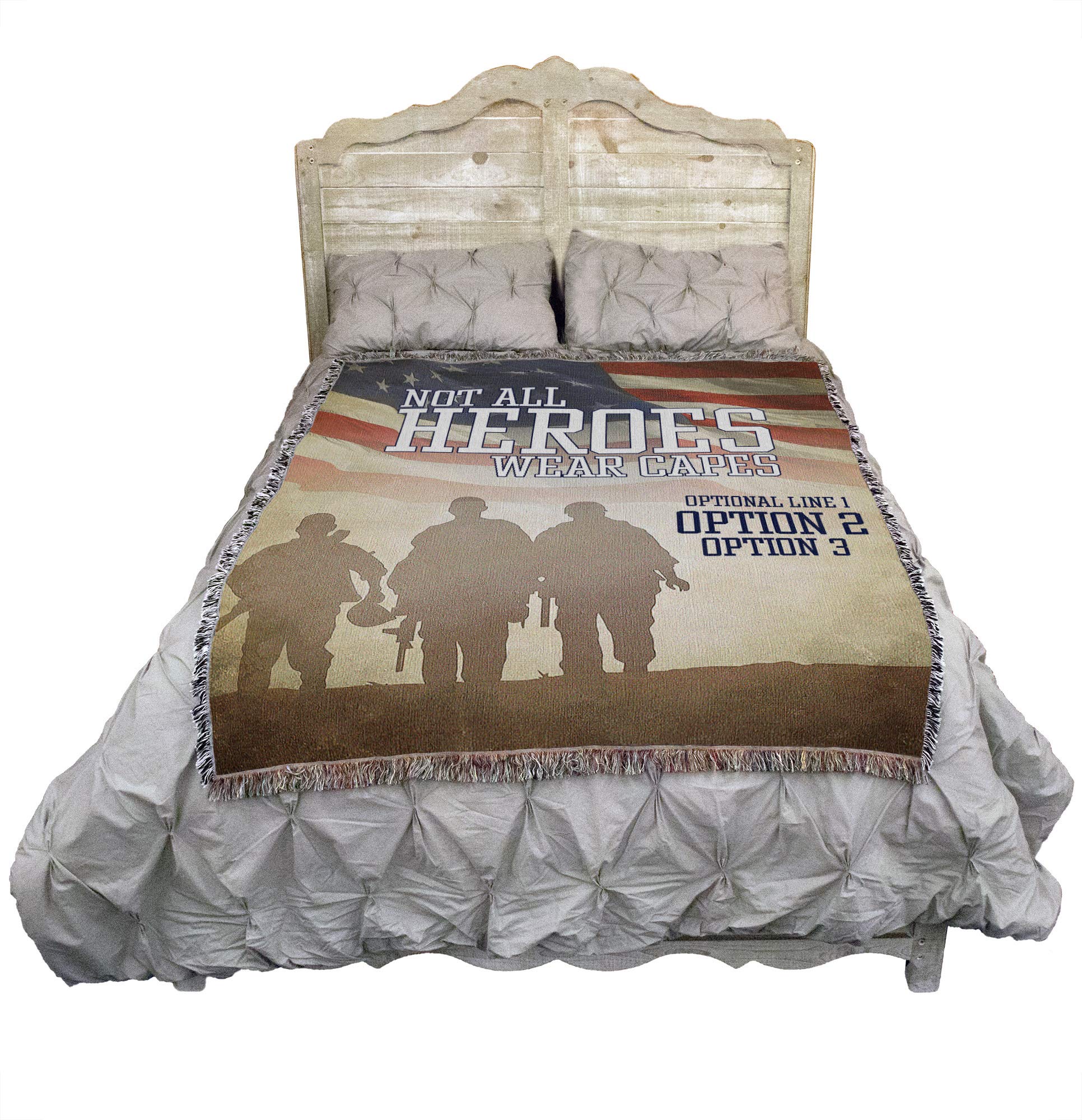 Pure Country Weavers 'Not All Heroes Wear Capes' Military Tapestry Throw Blanket - 100% Cotton Woven, Made in USA (72x54 Inches) - Perfect Gift for Veterans, Soldiers & Patriotic Home Decor