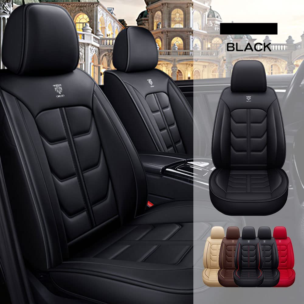 Premium PU Leather Waterproof Car Seat Covers for Mercedes-Benz C-Class 2005-2023 - Front Set Black | Durable Vehicle Interior Accessories for Comfort & Protection | Perfect for Daily Commute, Road Trips & Car Maintenance