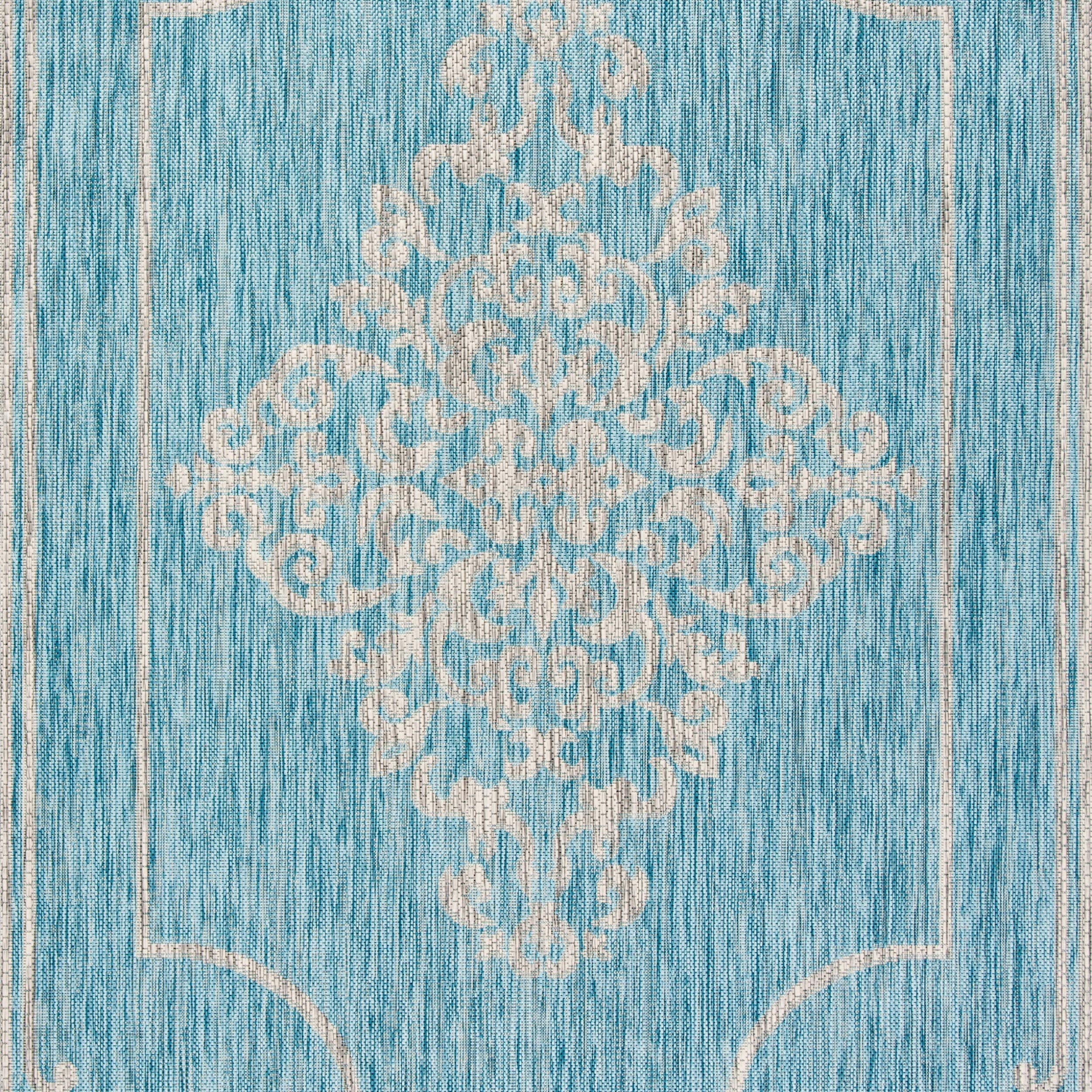 SAFAVIEH Courtyard Collection 8' x 11' Aqua/Grey Indoor Outdoor Waterproof Area Rug - Easy to Clean, Perfect for Patio, Backyard, Mudroom & High Traffic Areas