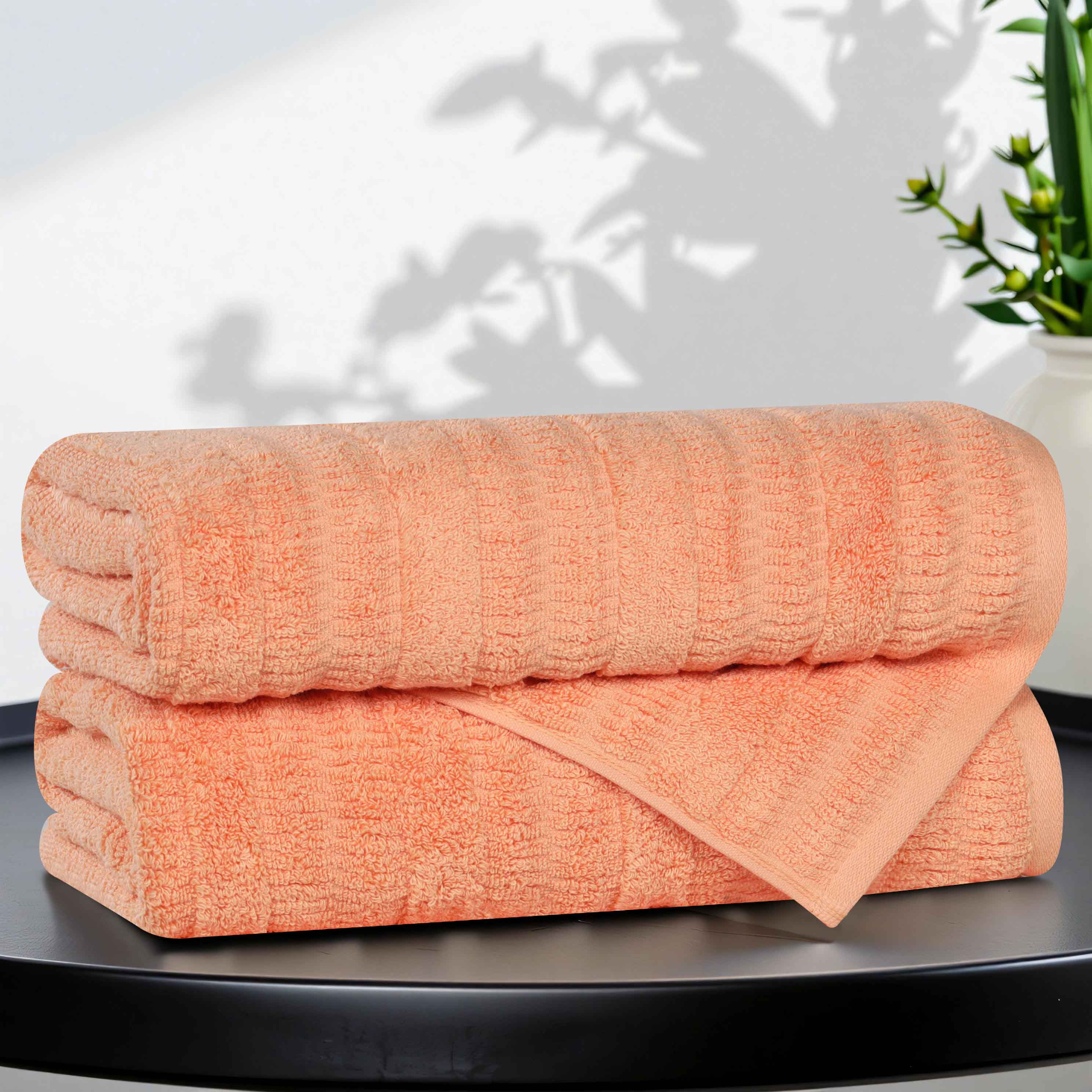 Premium Mika Smart Twist Cotton Bath Towels Set of 2 - Ultra Soft, Absorbent Vertical Ribbed Design for Spa, Bathroom & Luxury Home Use