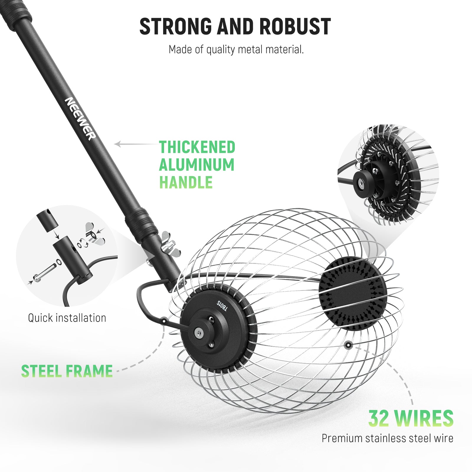 NEEWER TB01S Tennis Ball Collector Roller - Easy Pickup Tool for Tennis Practice & Training | Perfect for Coaches, Players & Court Maintenance