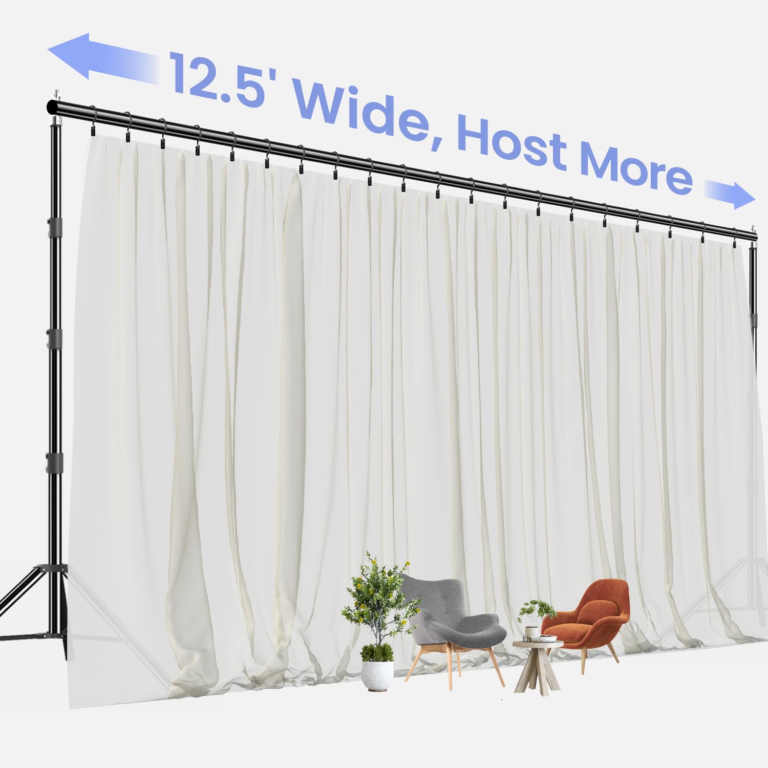 LimoStudio (Upgraded Super Duty) 12.5 x 10 ft Professional Photography Backdrop Stand - Heavy Duty Adjustable Background Support System with Enhanced Stability for Studio, Portrait, and Event Photography - No Bending No Shaking Strong Metal Poles - AGG3002
