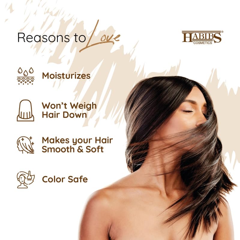 HABIBS COSMETICS Sheen Hair Serum - Smooth Anti-Frizz Treatment with Aloe Vera & Sunflower Oil for Silky, High-Gloss Finish - 50ml (1 Pack) | Perfect for Daily Frizz Control & Heat Styling Protection