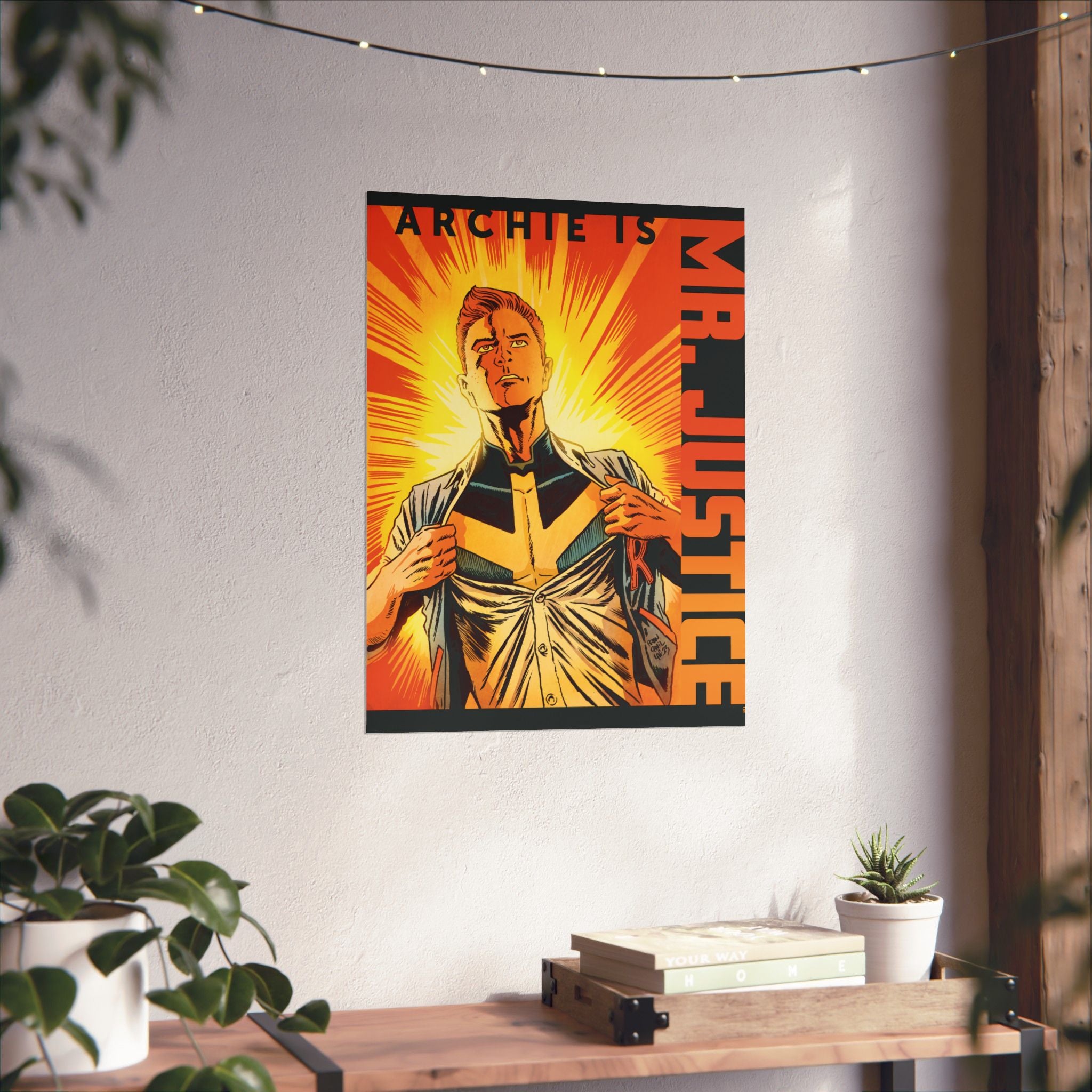 Archie Comics Mr. Justice Sunburst Design Matte Vertical Poster - Perfect for Comic Book Fans, Home Decor & Office Wall Art