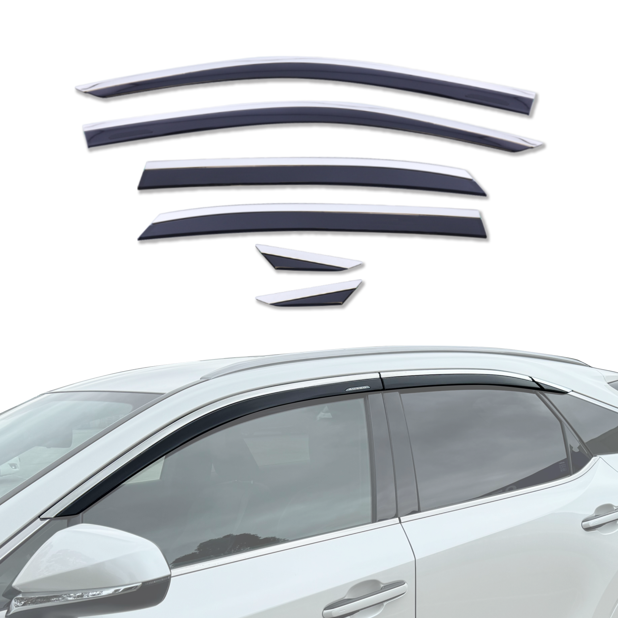 Premium Stainless Steel Window Deflectors for Lexus RX350 / RX350h / RX500h (2022-Present) - Rain Guards & Wind Noise Reduction for All-Weather Protection