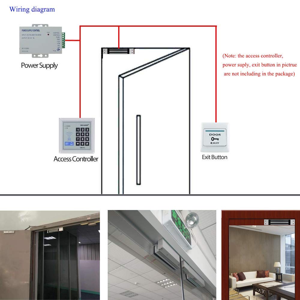180KG Heavy Duty Electric Magnetic Lock - 12V Fail Safe NC Mode Electromagnet Lock for Single Door Access Control System - Ideal for Offices, Homes & Security Gates