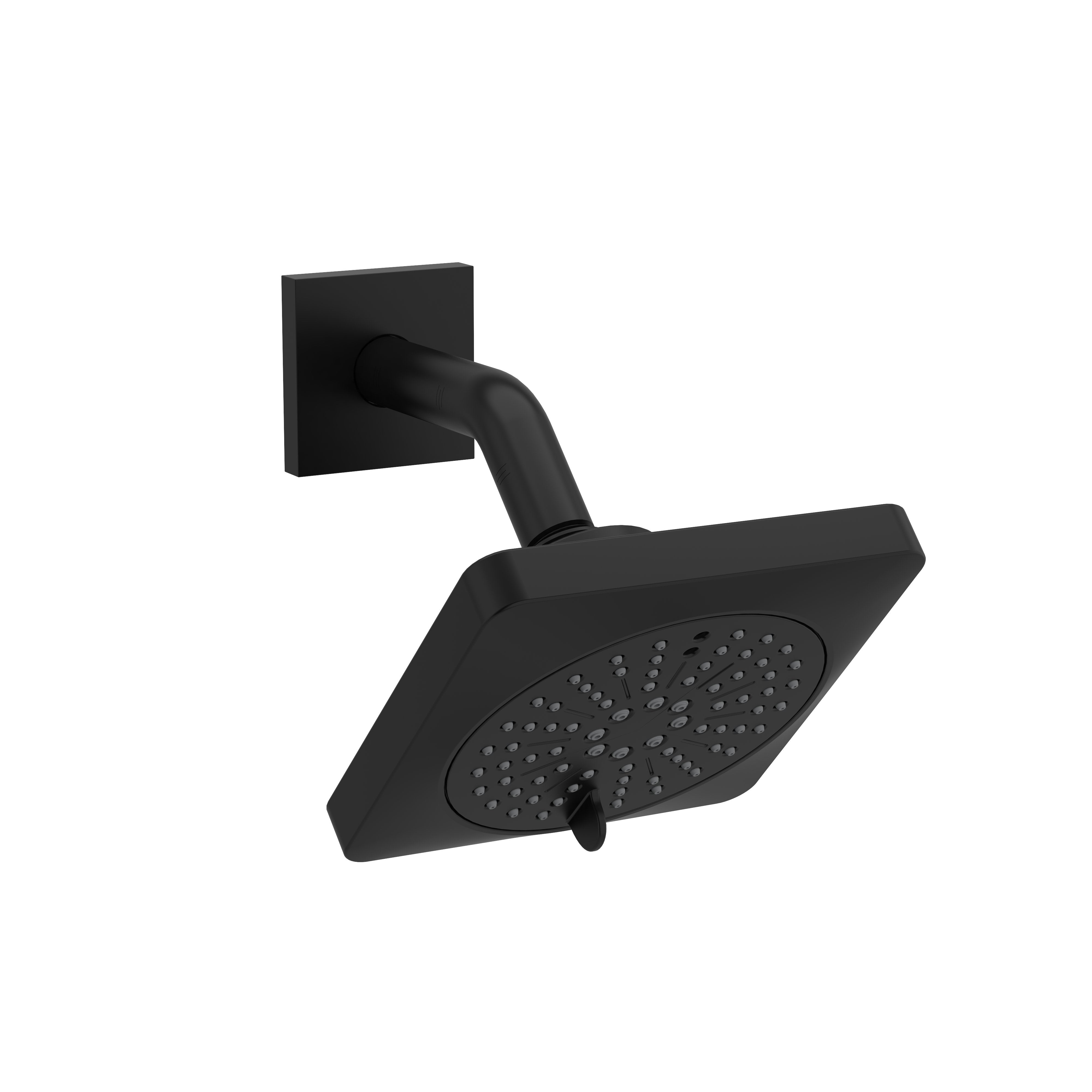 5-Function Square Showerhead with Adjustable Arm - Matte Black (343BK) by RIOBEL | Modern Bathroom Upgrade for Spa-Like Experience