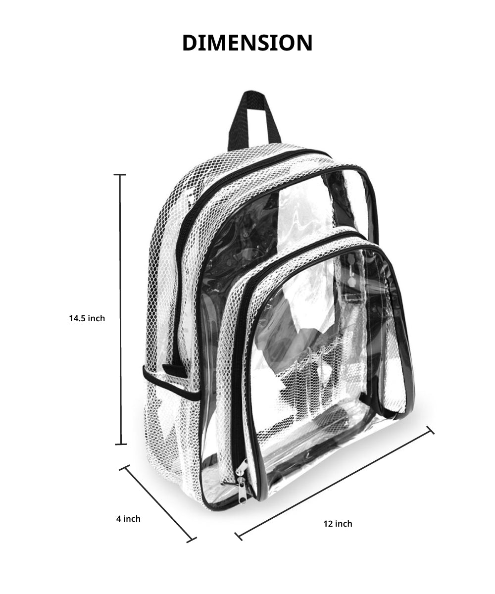 EVEREST Heavy Duty Clear Backpack - Transparent School Backpack for Work, Travel & Security Check - Waterproof & Durable TSA Approved Backpack for College, Gym & Outdoor Activities